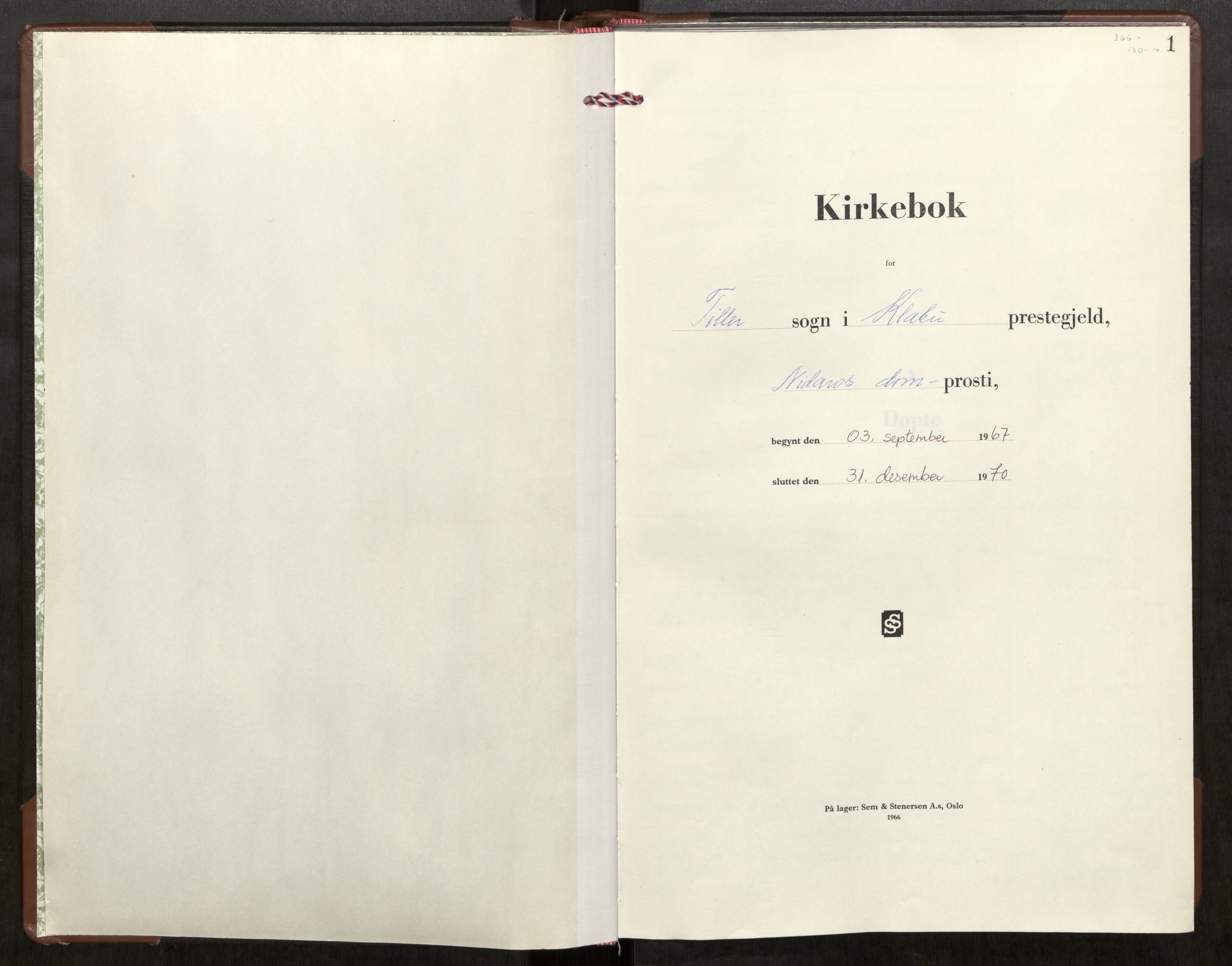 Klæbu sokneprestkontor, AV/SAT-A-1112: Parish register (official) no. 6, 1967-1970, p. 1