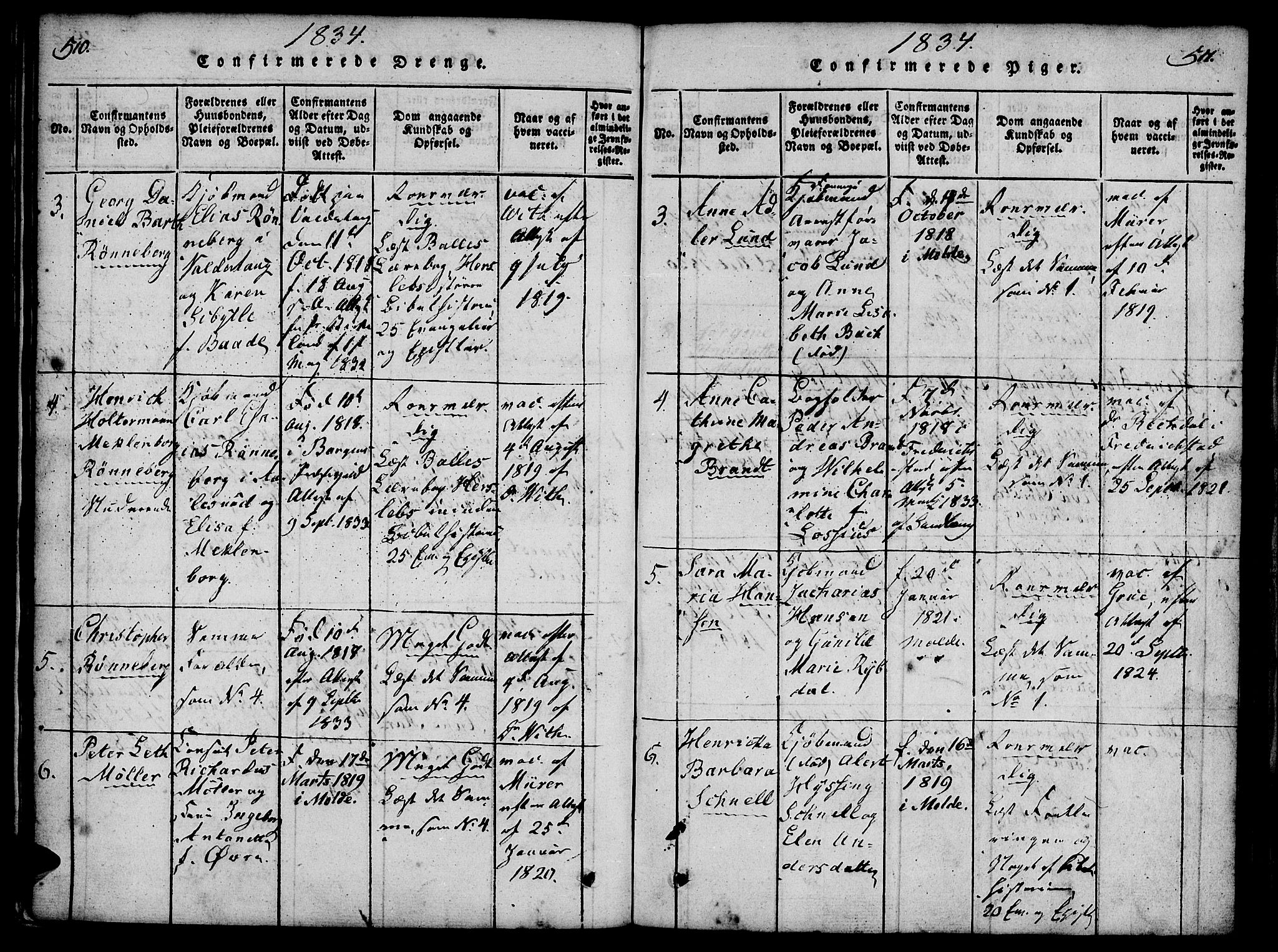 Ministerialprotokoller, klokkerbøker og fødselsregistre - Møre og Romsdal, SAT/A-1454/558/L0688: Parish register (official) no. 558A02, 1818-1843, p. 510-511