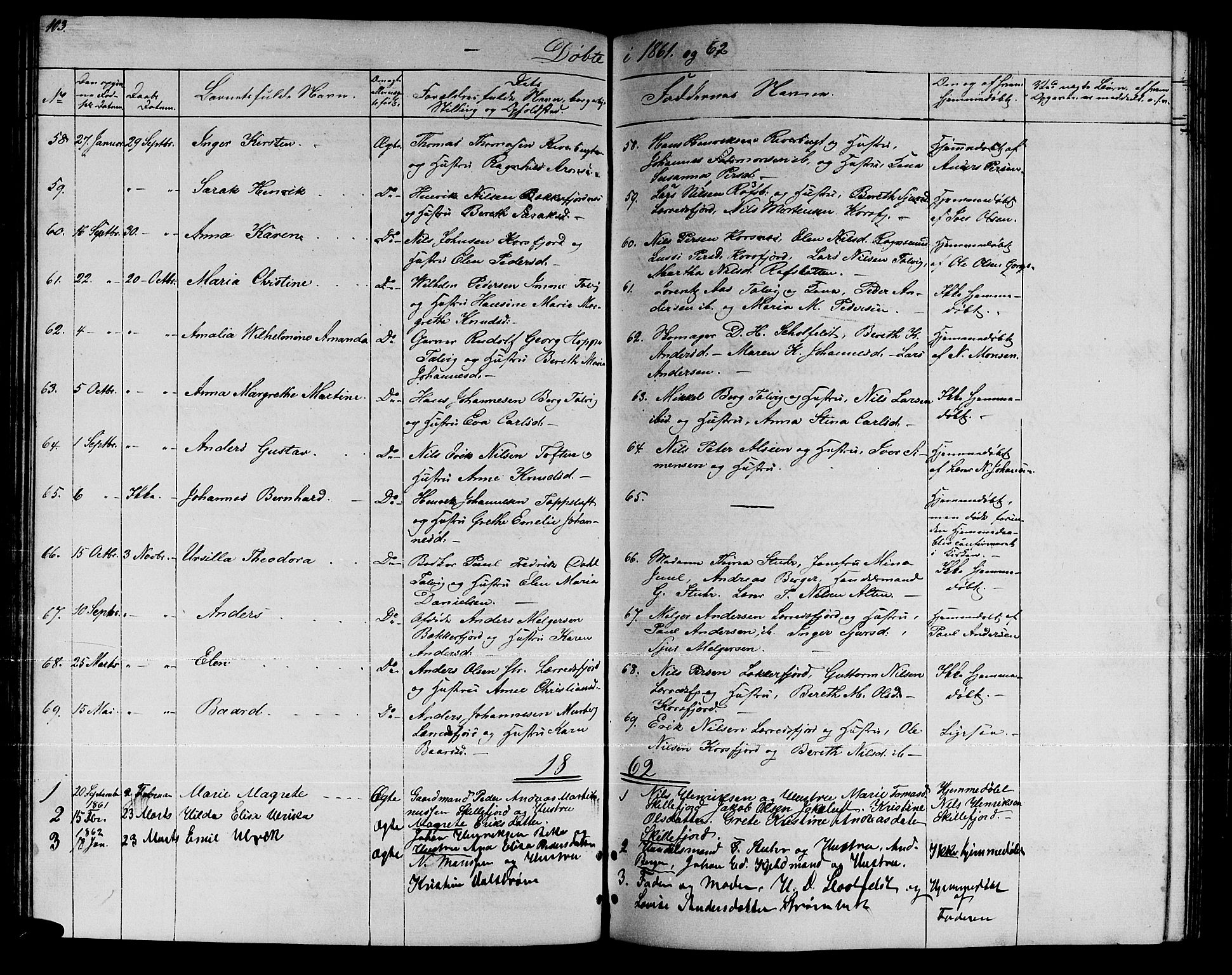 Talvik sokneprestkontor, SATØ/S-1337/H/Hb/L0001klokker: Parish register (copy) no. 1, 1847-1863, p. 103