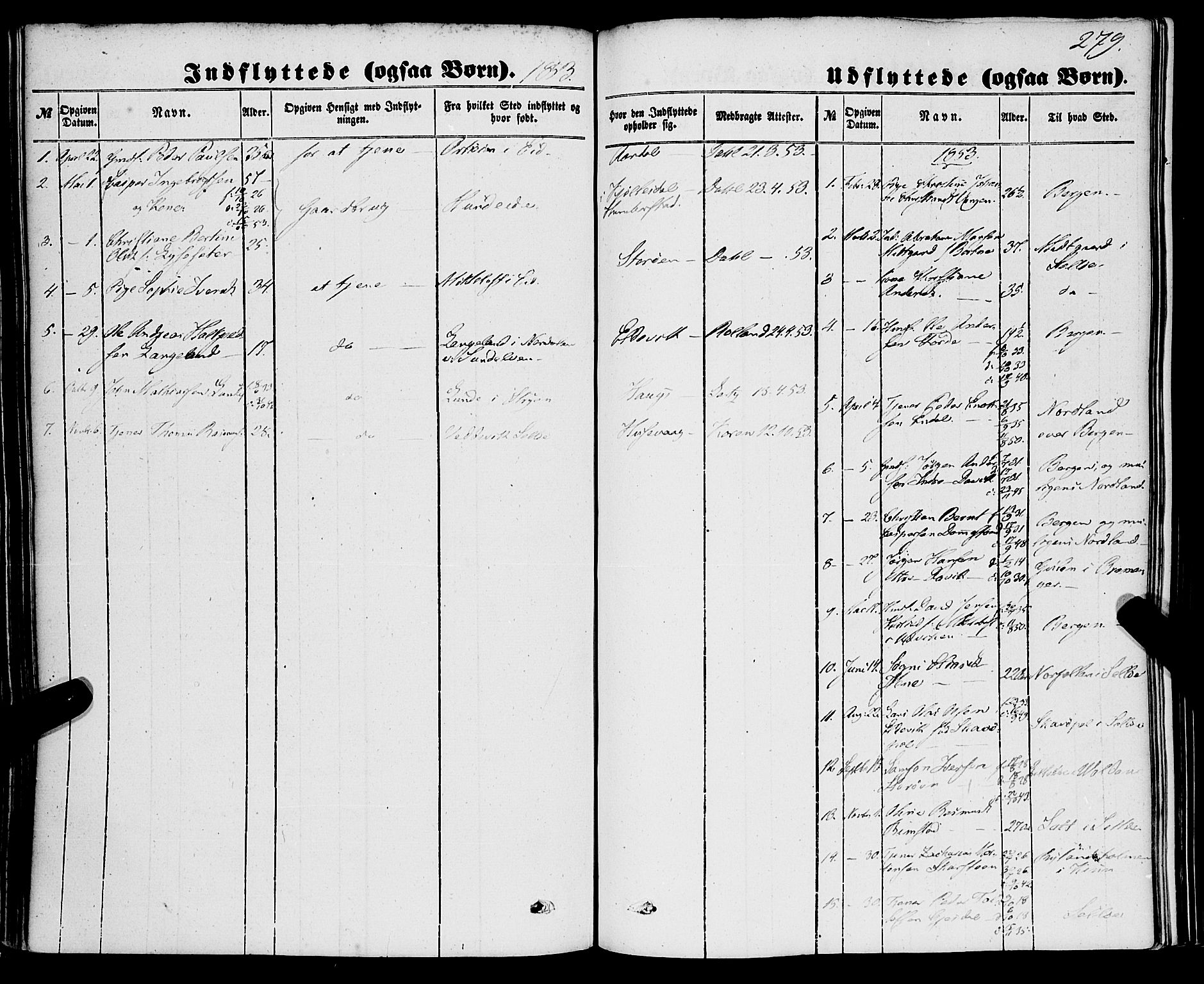 Davik sokneprestembete, SAB/A-79701/H/Haa/Haaa/L0005: Parish register (official) no. A 5, 1850-1866, p. 279