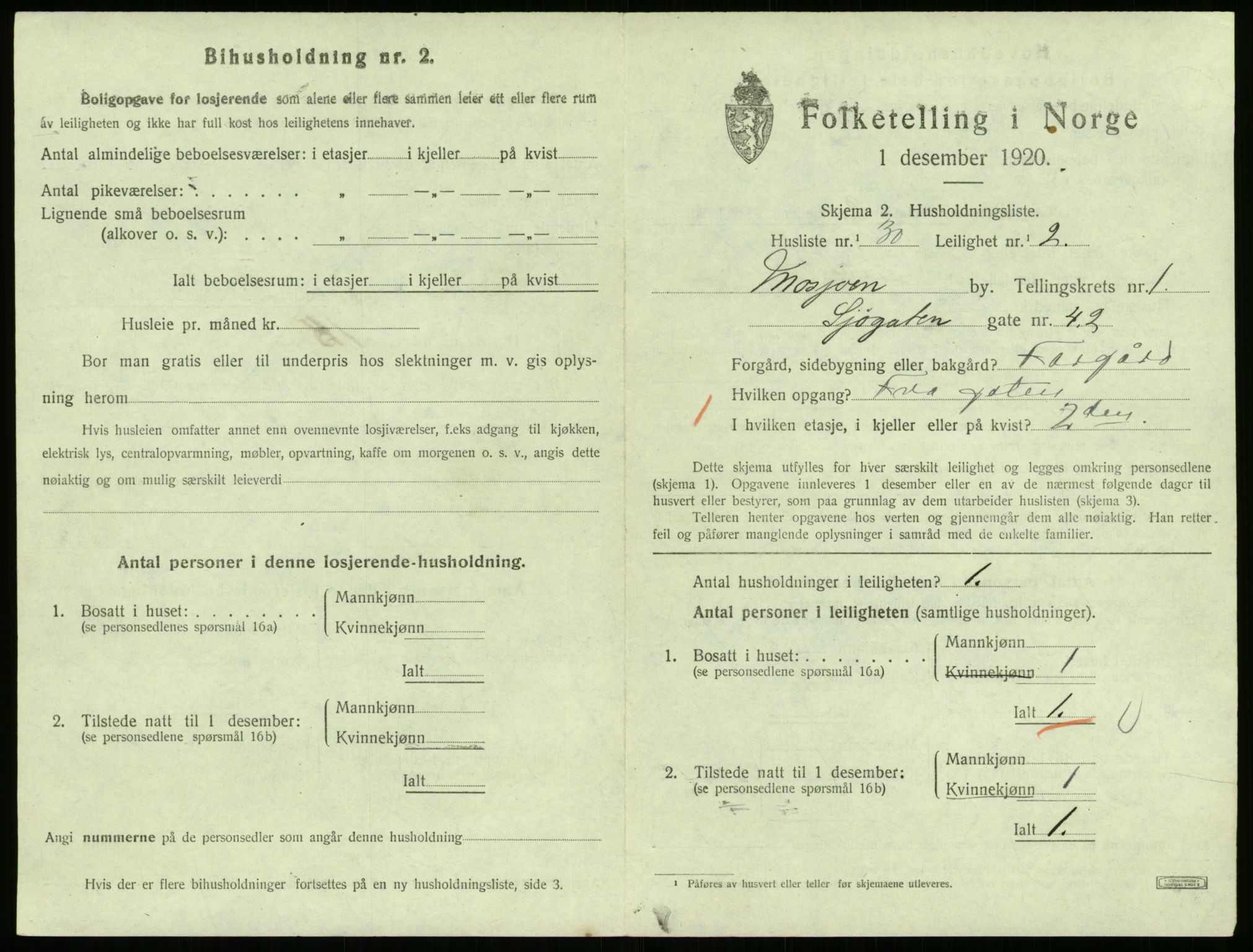 SAT, 1920 census for Mosjøen, 1920, p. 1670