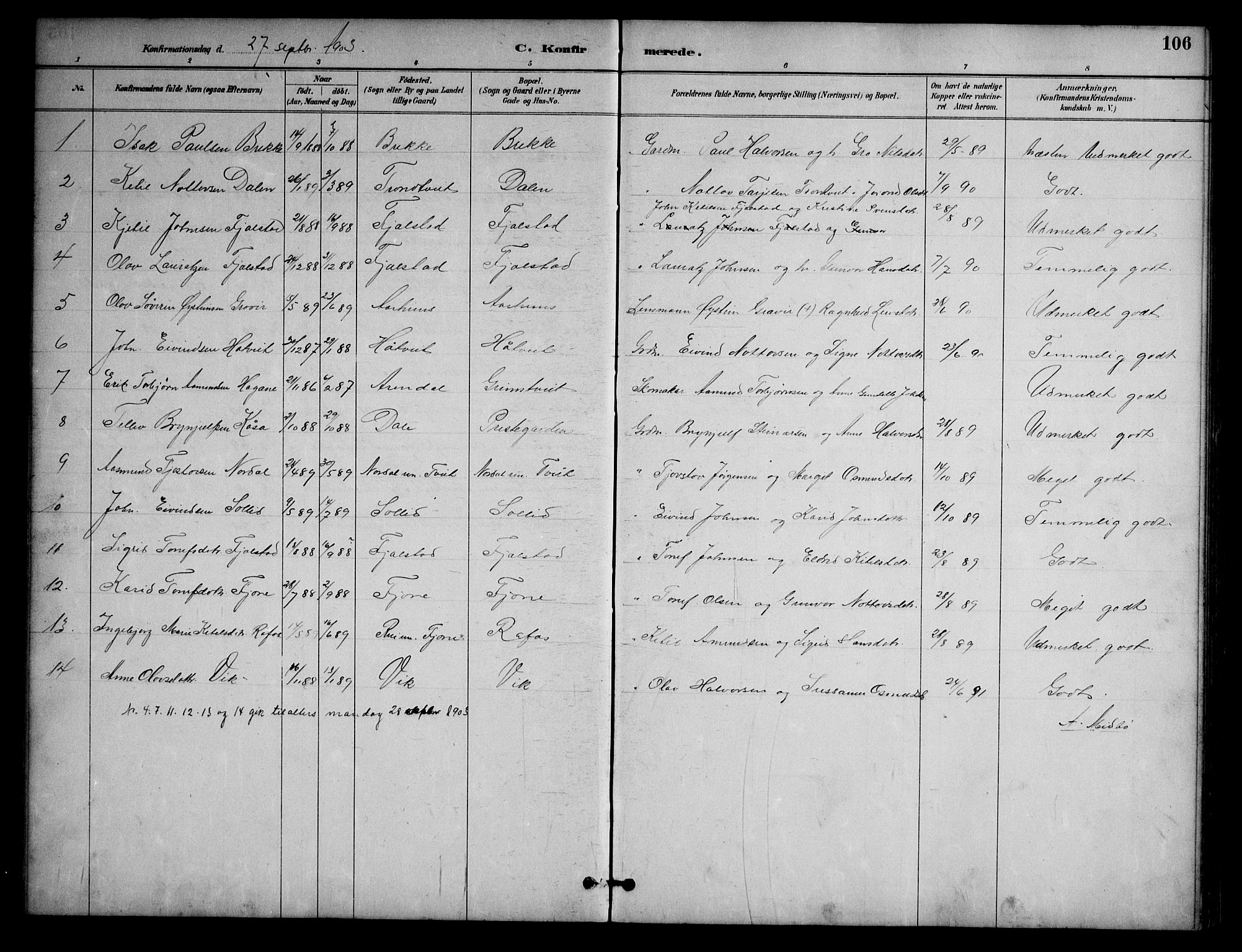 Nissedal kirkebøker, SAKO/A-288/G/Ga/L0003: Parish register (copy) no. I 3, 1887-1911, p. 106