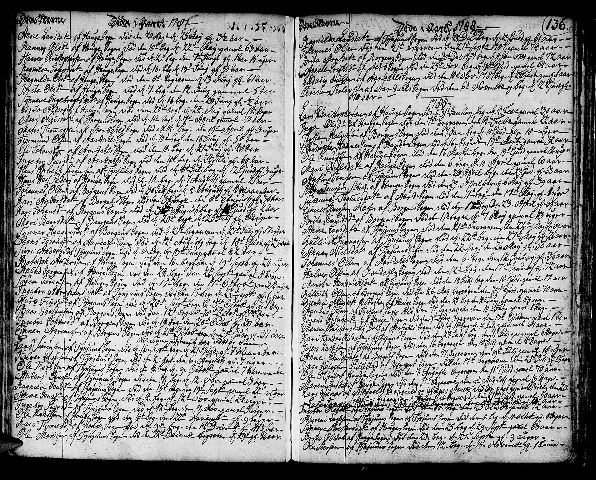 Lærdal sokneprestembete, SAB/A-81201: Parish register (official) no. A 3, 1783-1804, p. 136