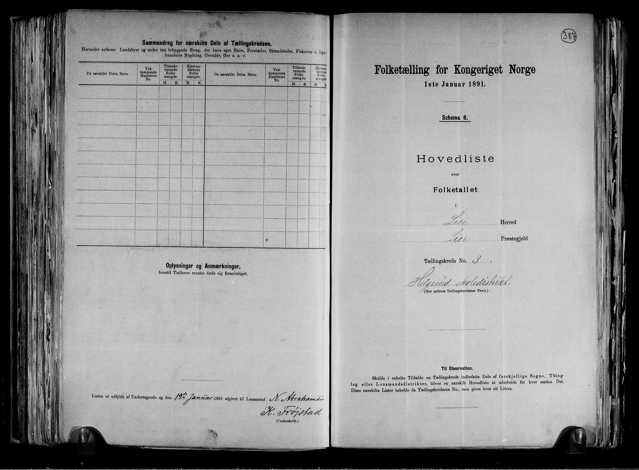 RA, 1891 census for 0626 Lier, 1891, p. 12