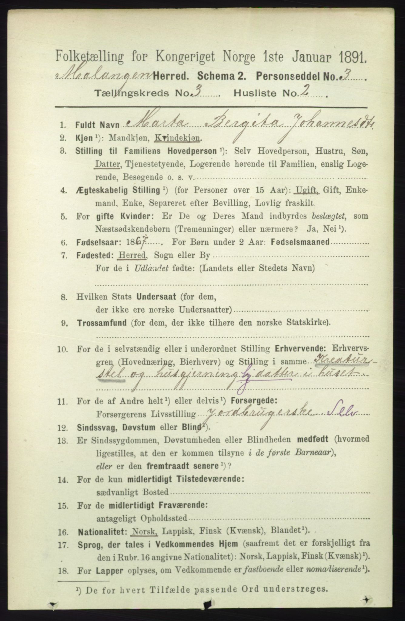 RA, 1891 census for 1932 Malangen, 1891, p. 744