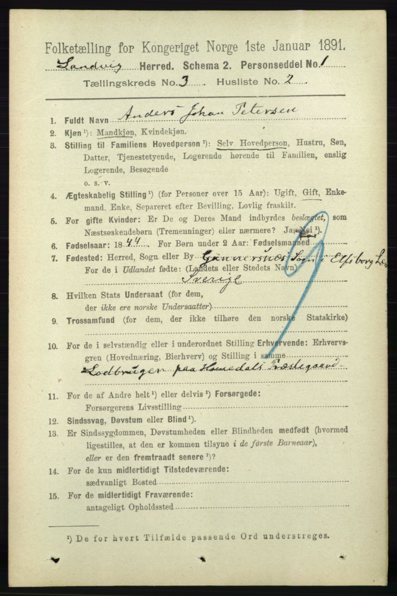 RA, 1891 census for 0924 Landvik, 1891, p. 1005