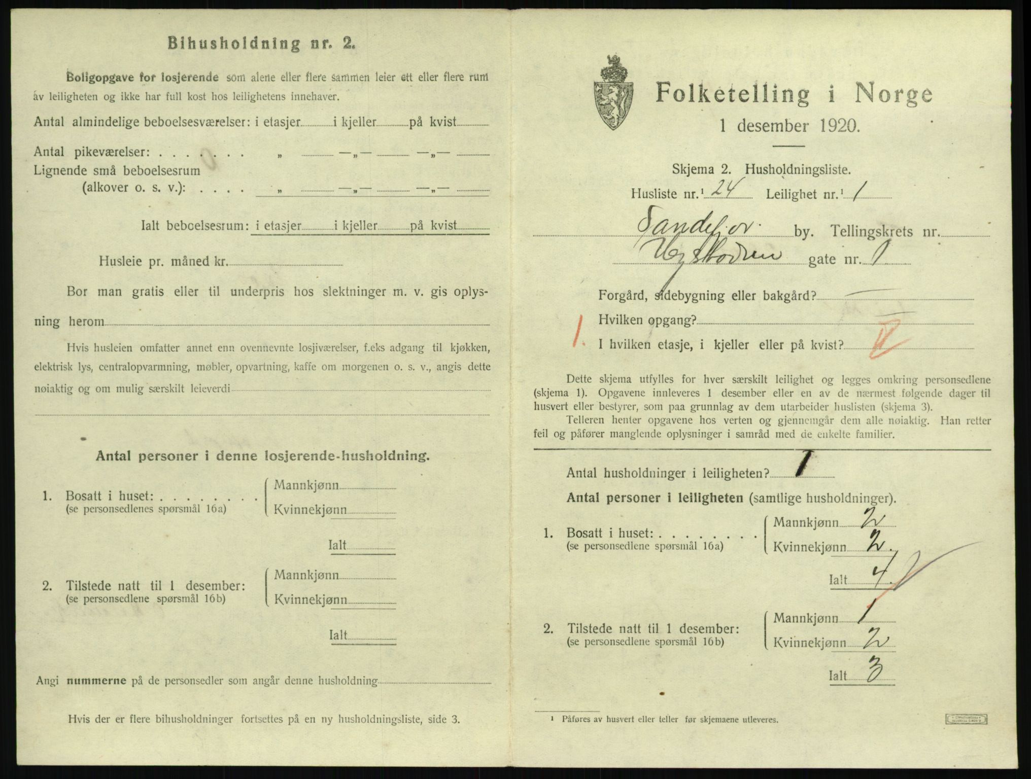 SAKO, 1920 census for Sandefjord, 1920, p. 2296