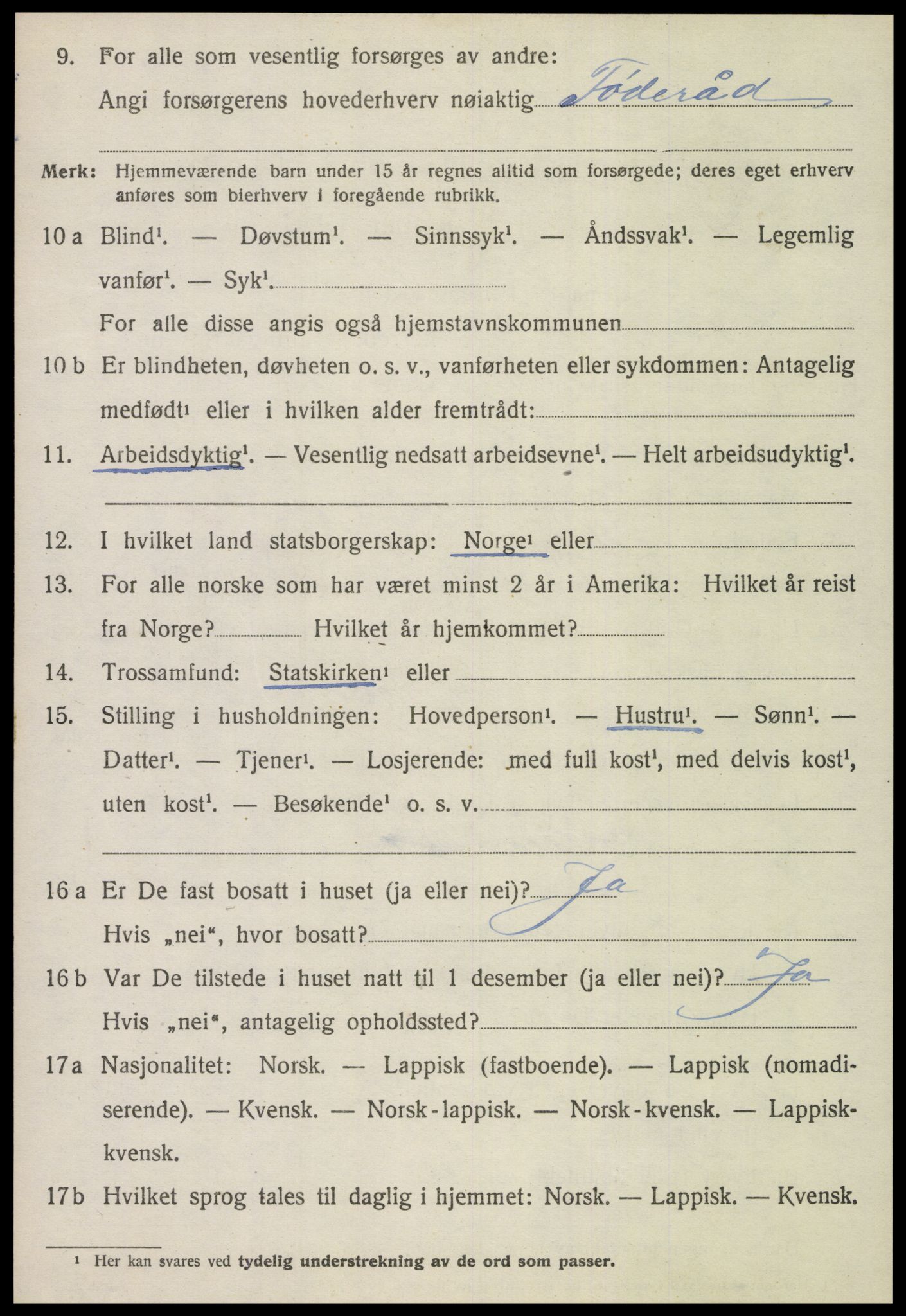 SAT, 1920 census for Verdal, 1920, p. 13252