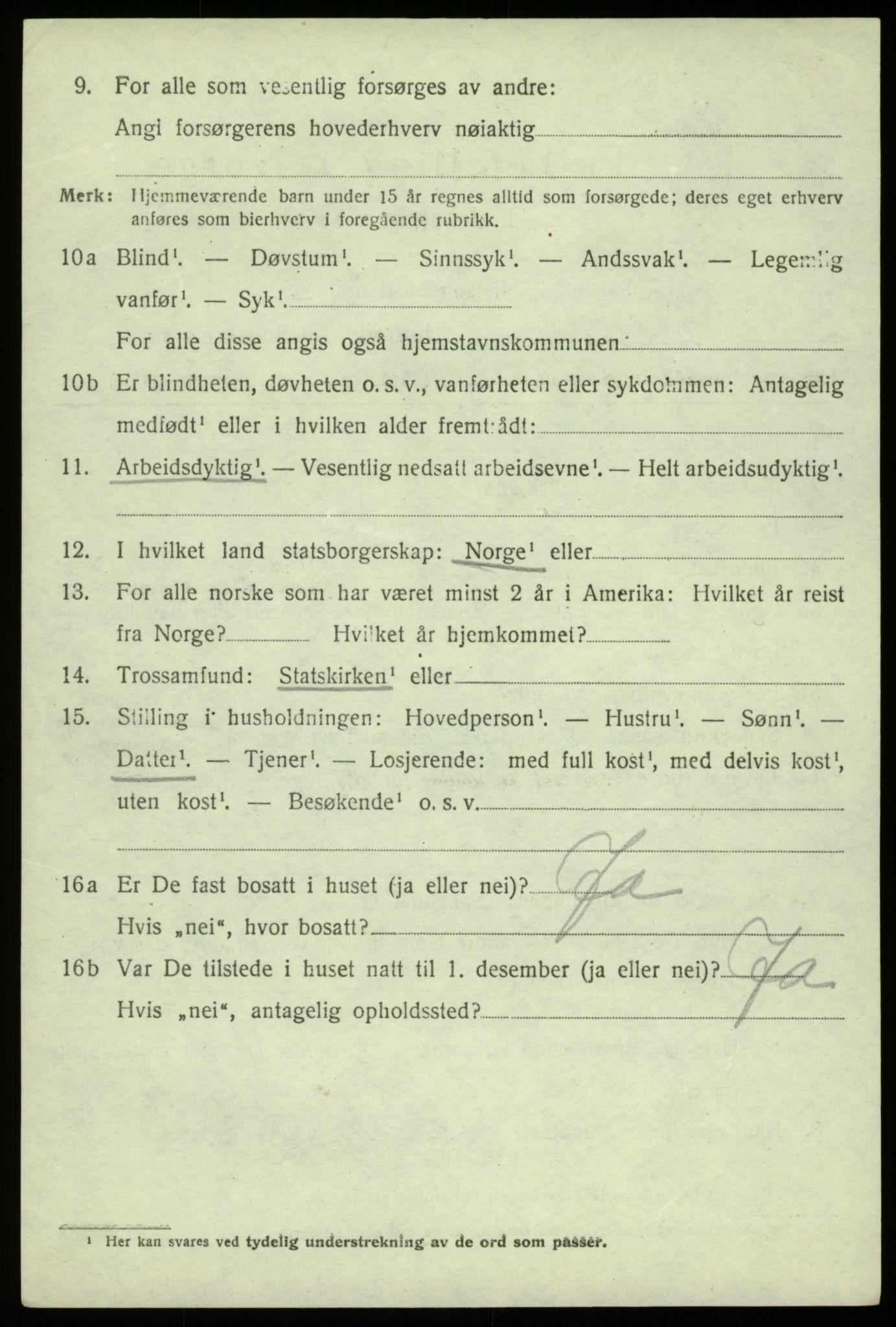 SAB, 1920 census for Fjell, 1920, p. 5425