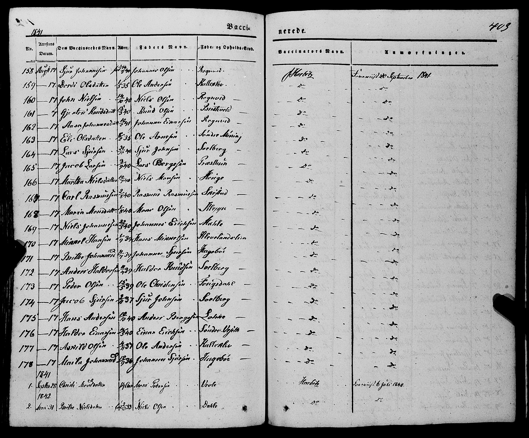 Haus sokneprestembete, SAB/A-75601/H/Haa: Parish register (official) no. A 15, 1838-1847, p. 403