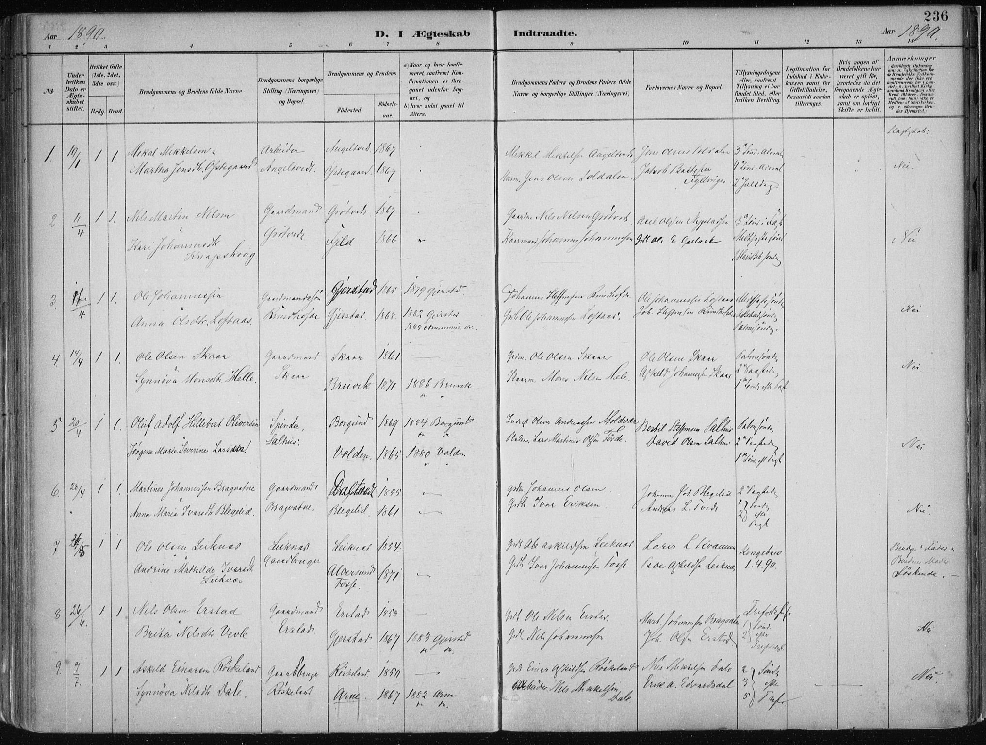 Hamre sokneprestembete, SAB/A-75501/H/Ha/Haa/Haab/L0001: Parish register (official) no. B  1, 1882-1905, p. 236