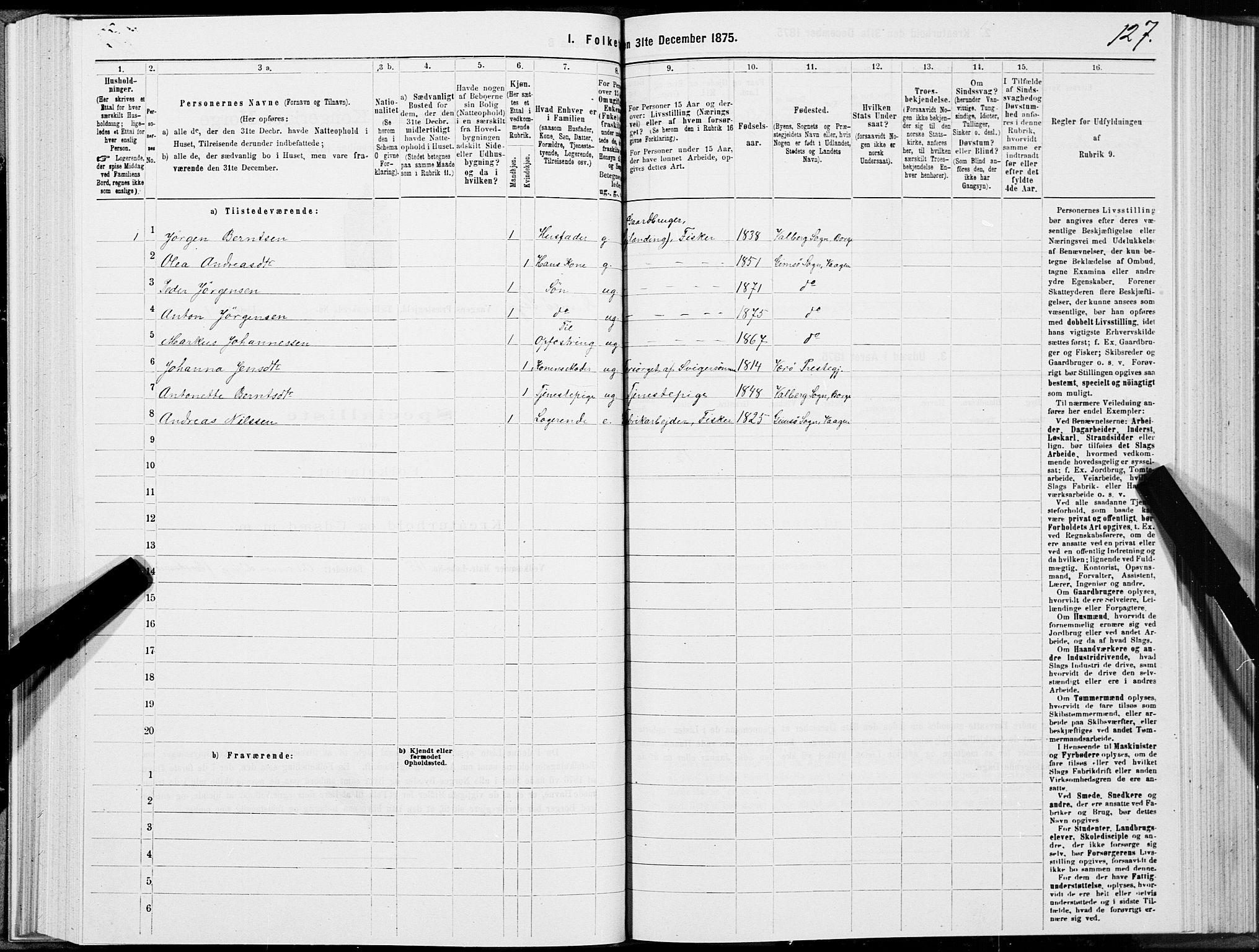 SAT, 1875 census for 1865P Vågan, 1875, p. 5127