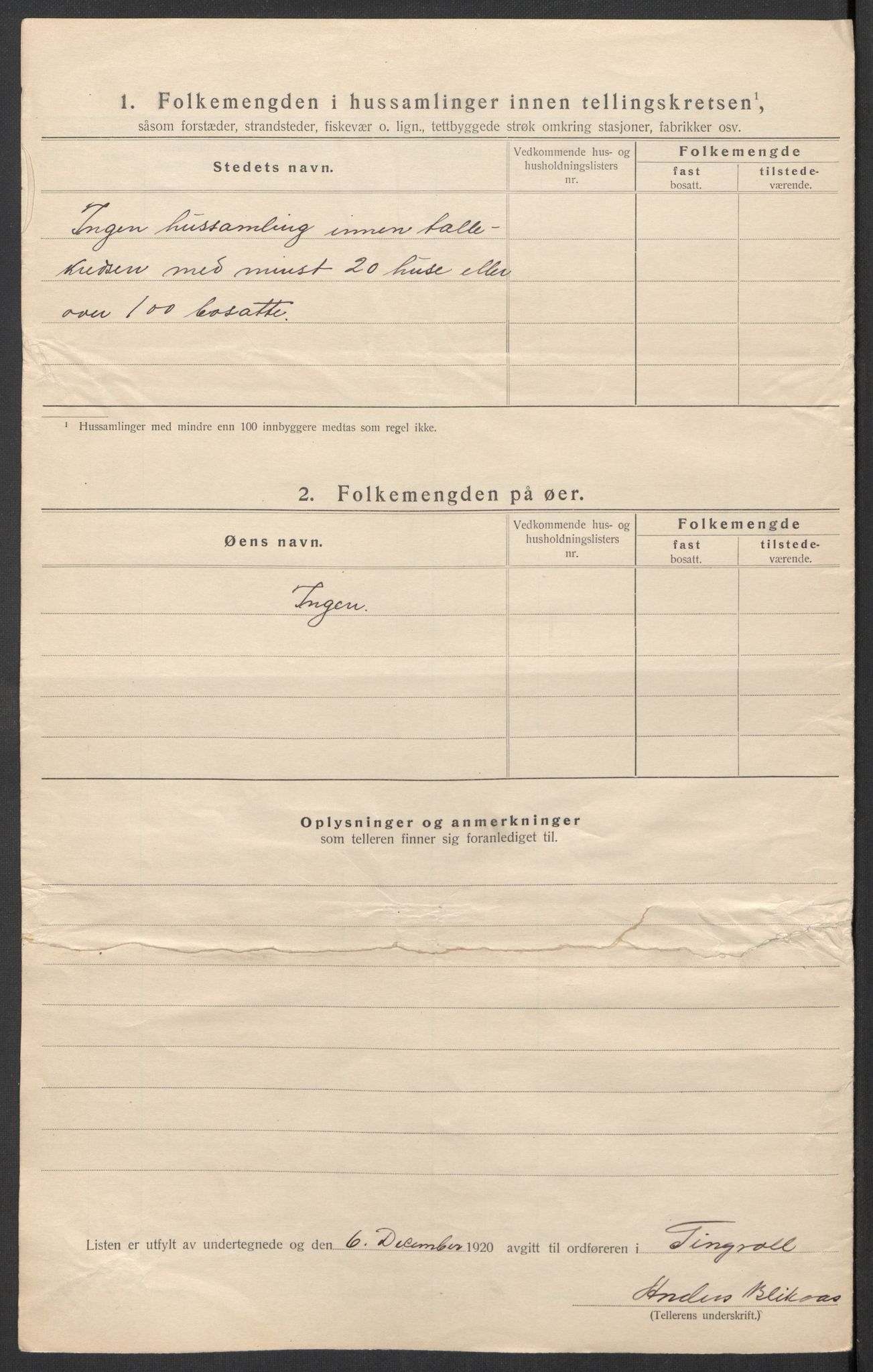 SAT, 1920 census for Tingvoll, 1920, p. 17