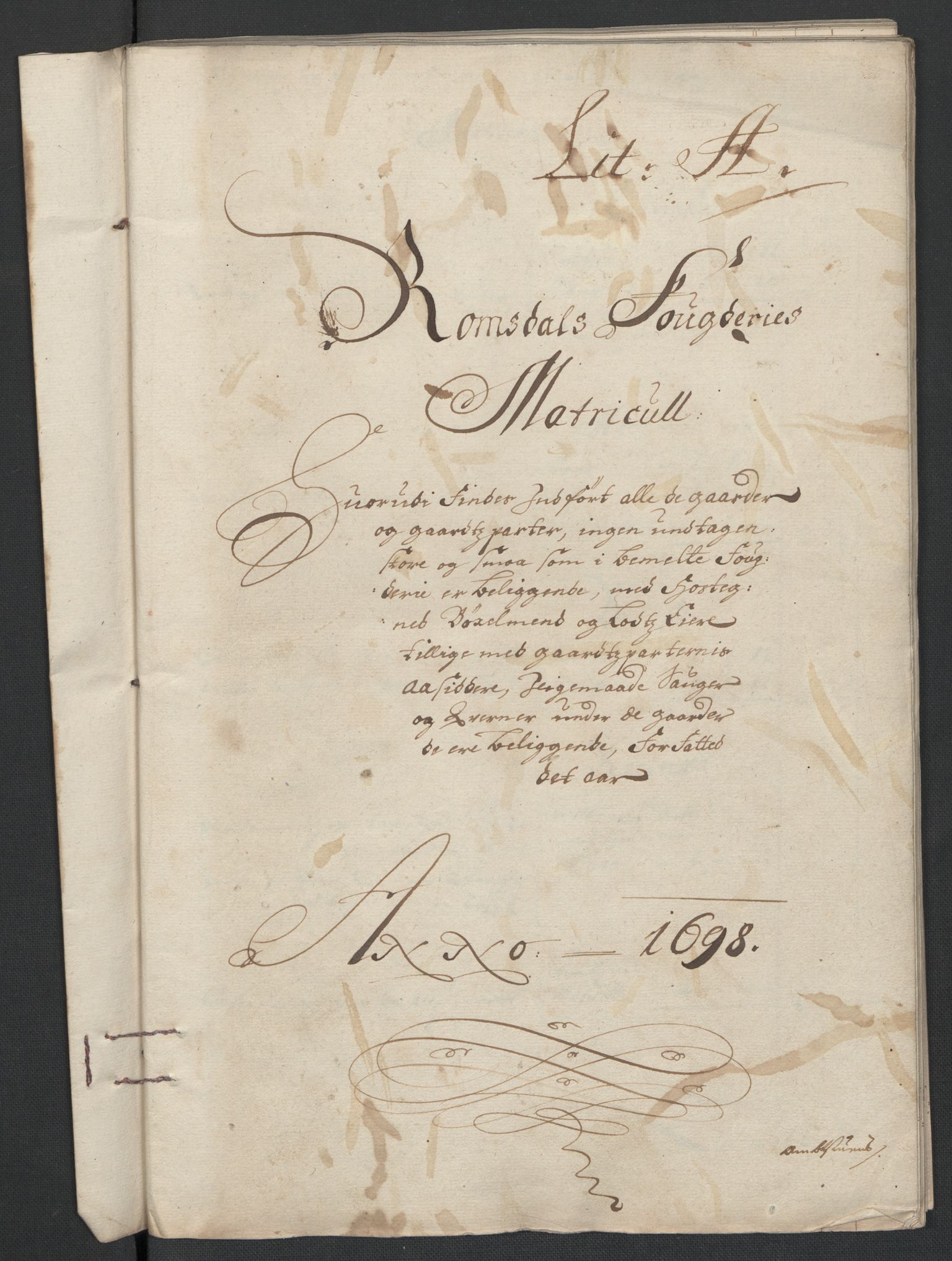 Rentekammeret inntil 1814, Reviderte regnskaper, Fogderegnskap, RA/EA-4092/R55/L3653: Fogderegnskap Romsdal, 1697-1698, p. 242
