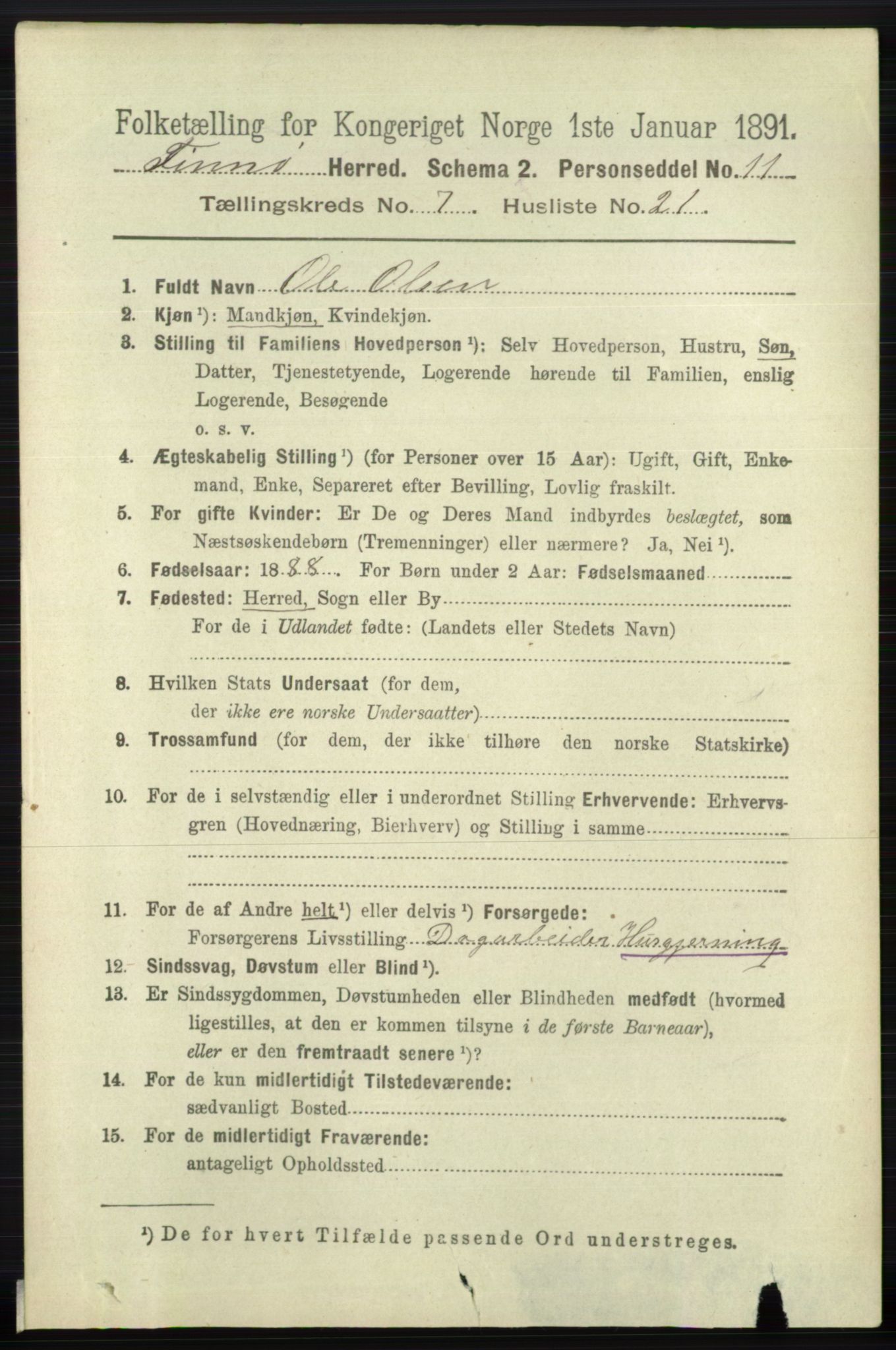 RA, 1891 census for 1141 Finnøy, 1891, p. 1647