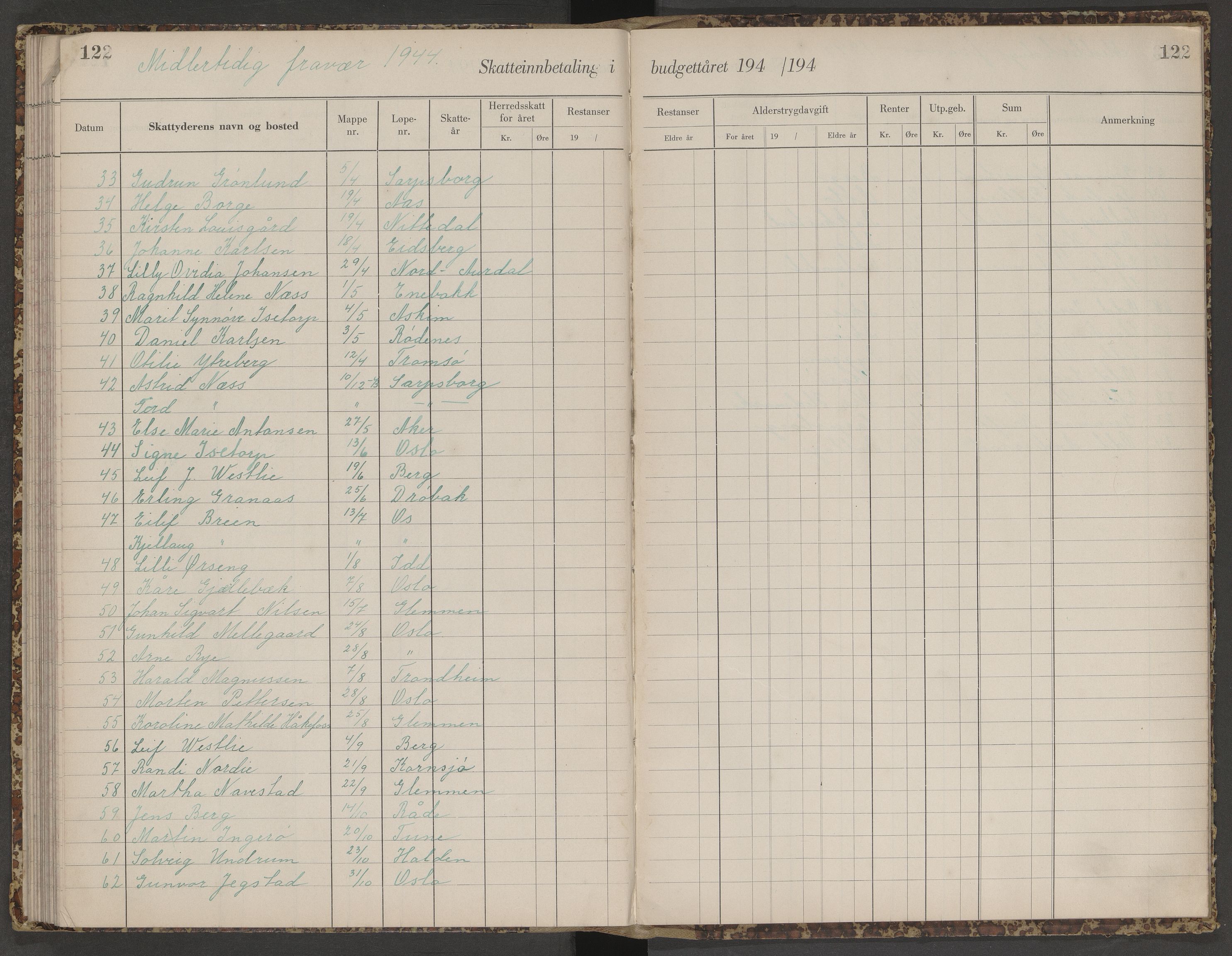 Skjeberg folkeregister, SAO/A-10495/K/Ka/L0003: Fortegnelse over inn- og utflyttede, 1943-1947, p. 122