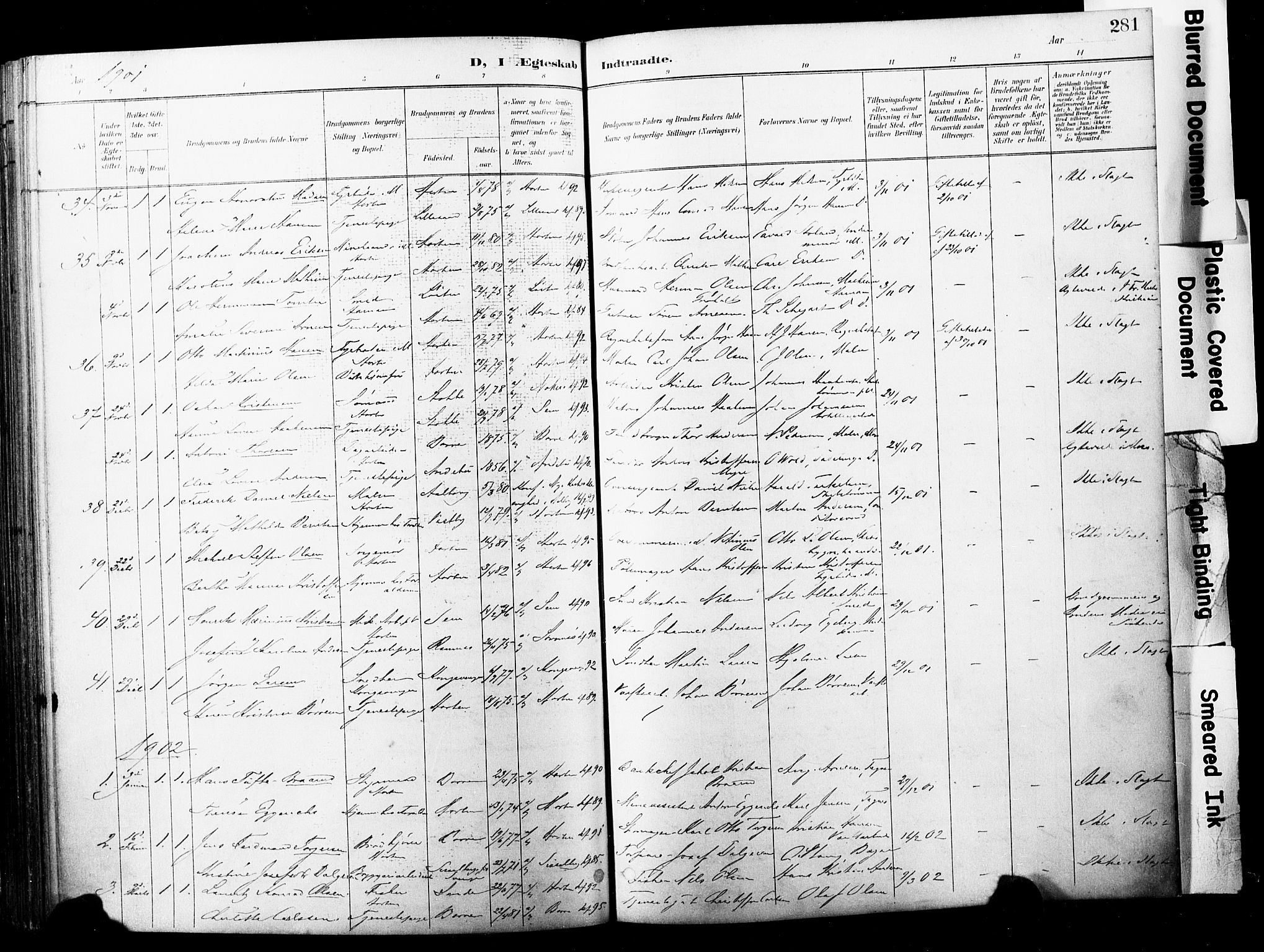 Horten kirkebøker, AV/SAKO-A-348/F/Fa/L0005: Parish register (official) no. 5, 1896-1904, p. 281