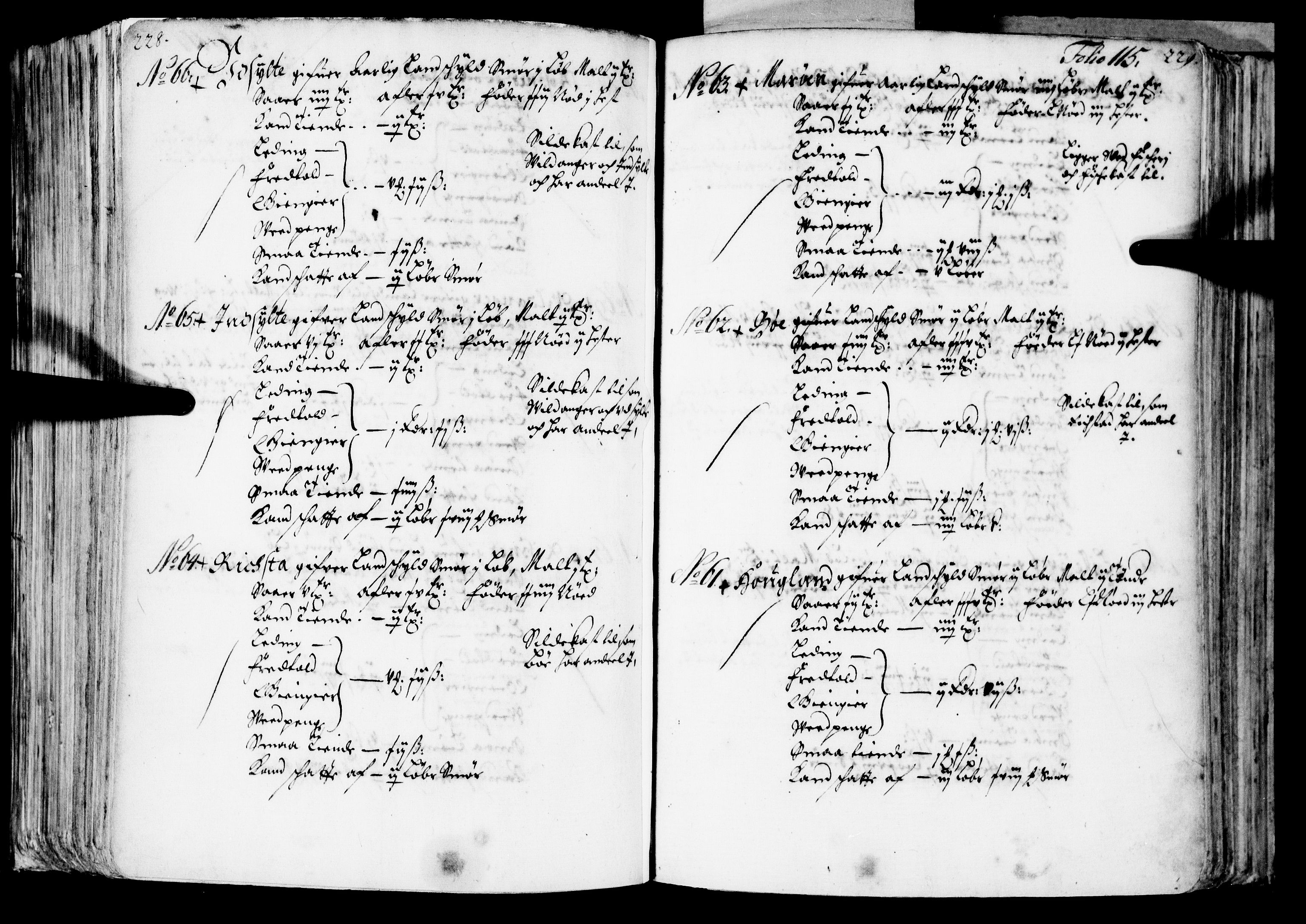 Rentekammeret inntil 1814, Realistisk ordnet avdeling, AV/RA-EA-4070/N/Nb/Nba/L0039: Nordhordland fogderi, 1667, p. 114b-115a