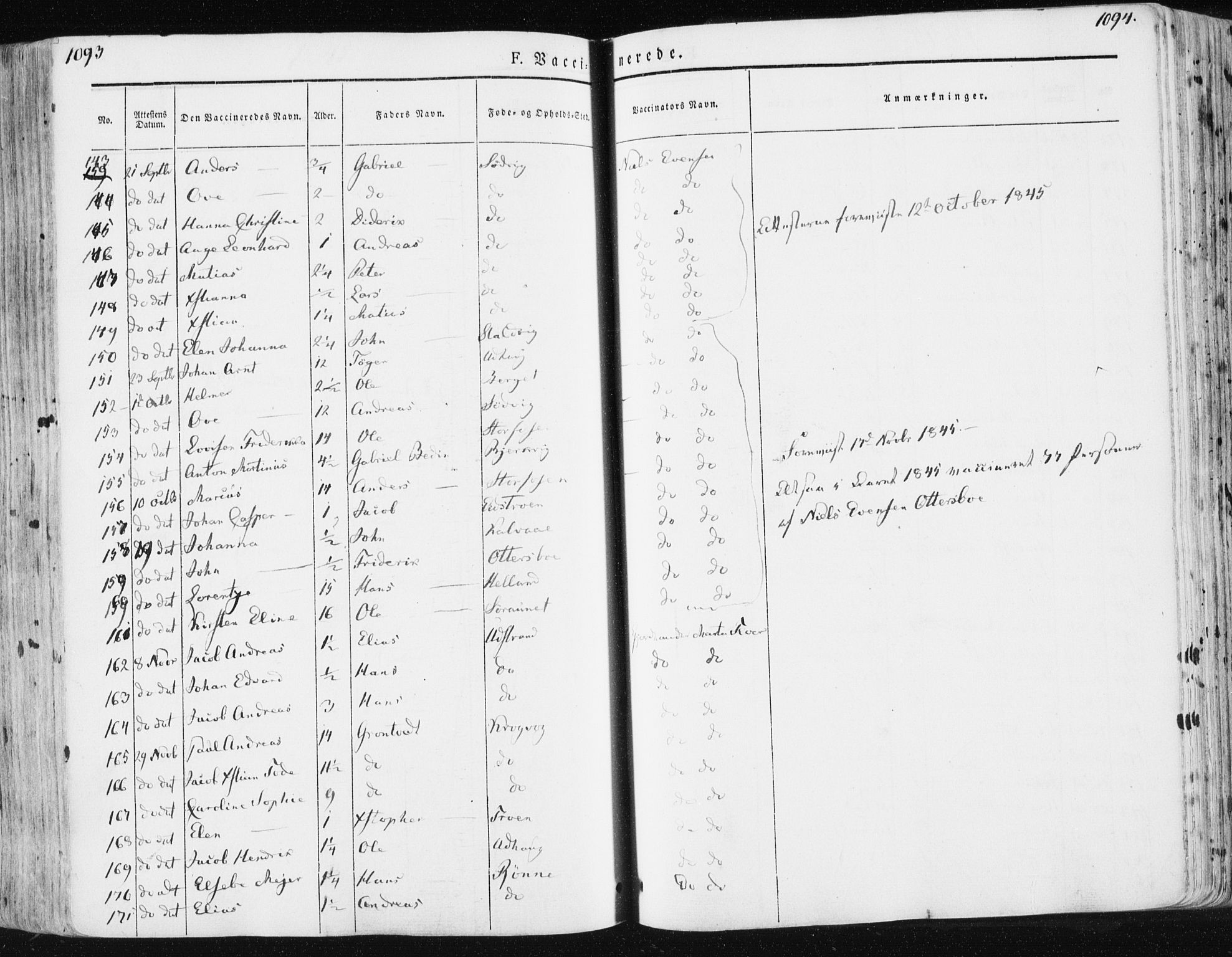 Ministerialprotokoller, klokkerbøker og fødselsregistre - Sør-Trøndelag, AV/SAT-A-1456/659/L0736: Parish register (official) no. 659A06, 1842-1856, p. 1093-1094