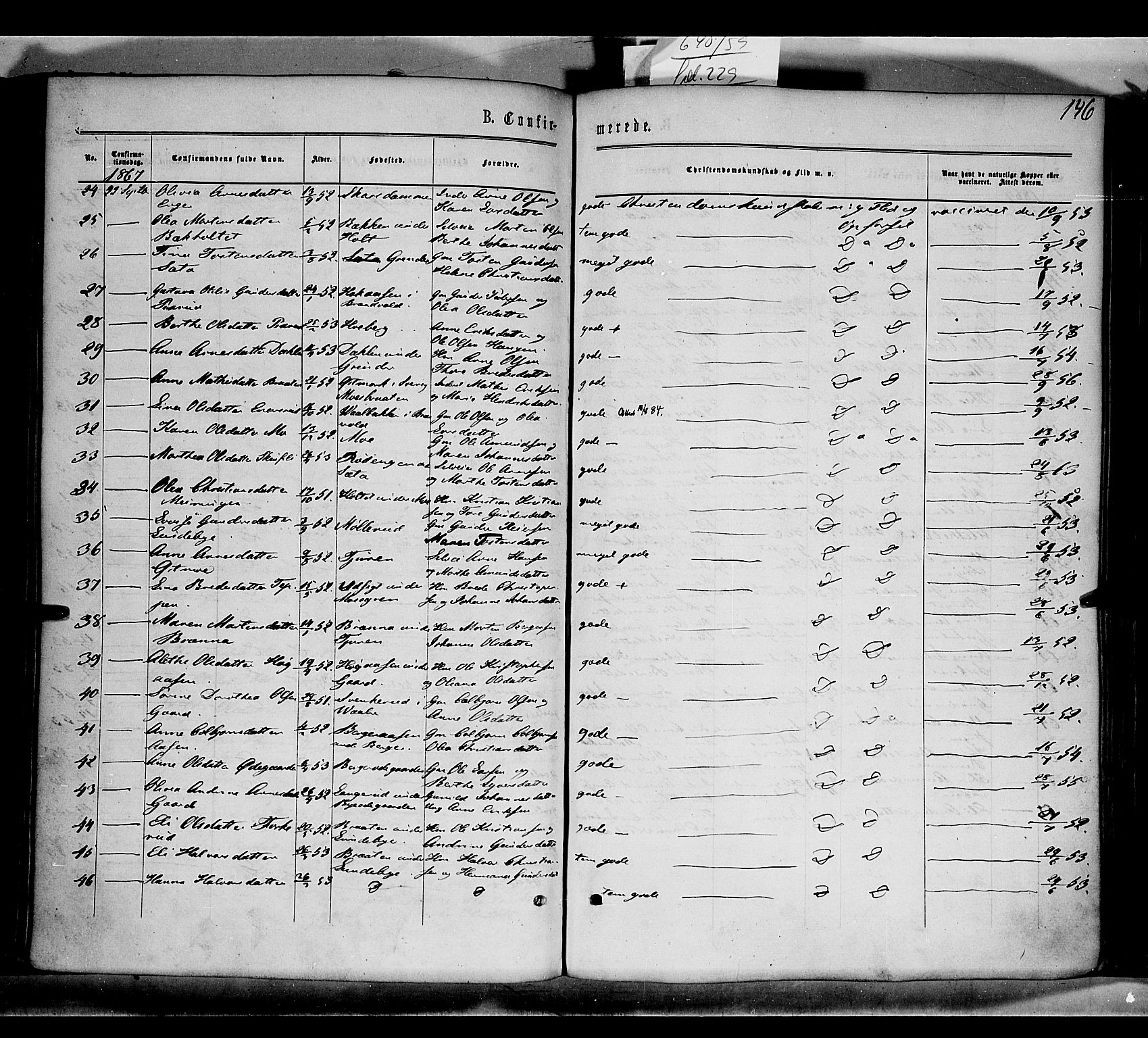 Grue prestekontor, AV/SAH-PREST-036/H/Ha/Haa/L0010: Parish register (official) no. 10, 1864-1873, p. 146