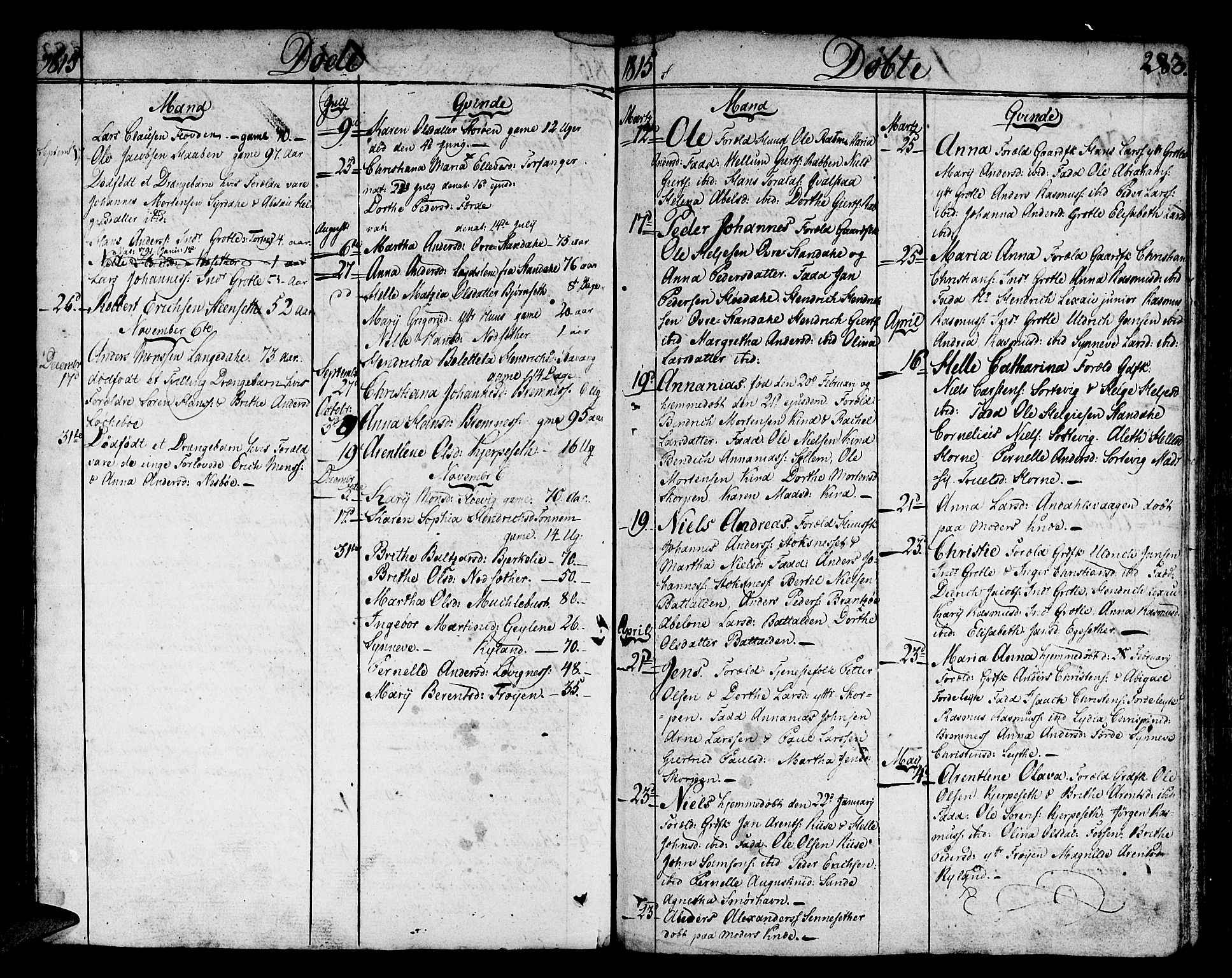 Kinn sokneprestembete, AV/SAB-A-80801/H/Haa/Haaa/L0003: Parish register (official) no. A 3, 1785-1821, p. 283