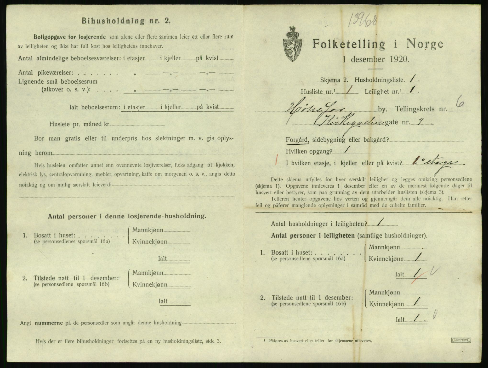 SAKO, 1920 census for Hønefoss, 1920, p. 1906