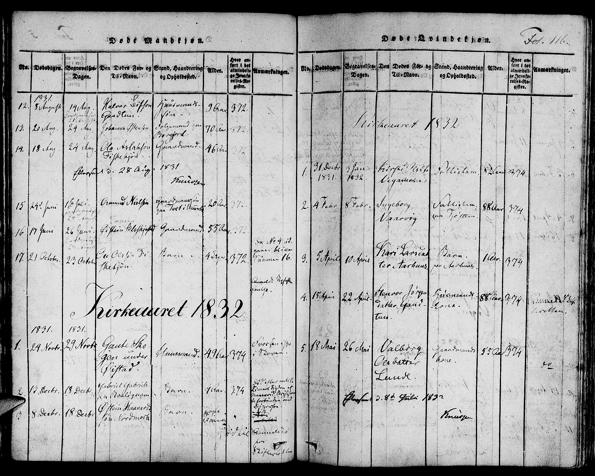 Suldal sokneprestkontor, AV/SAST-A-101845/01/IV/L0006: Parish register (official) no. A 6, 1816-1836, p. 116