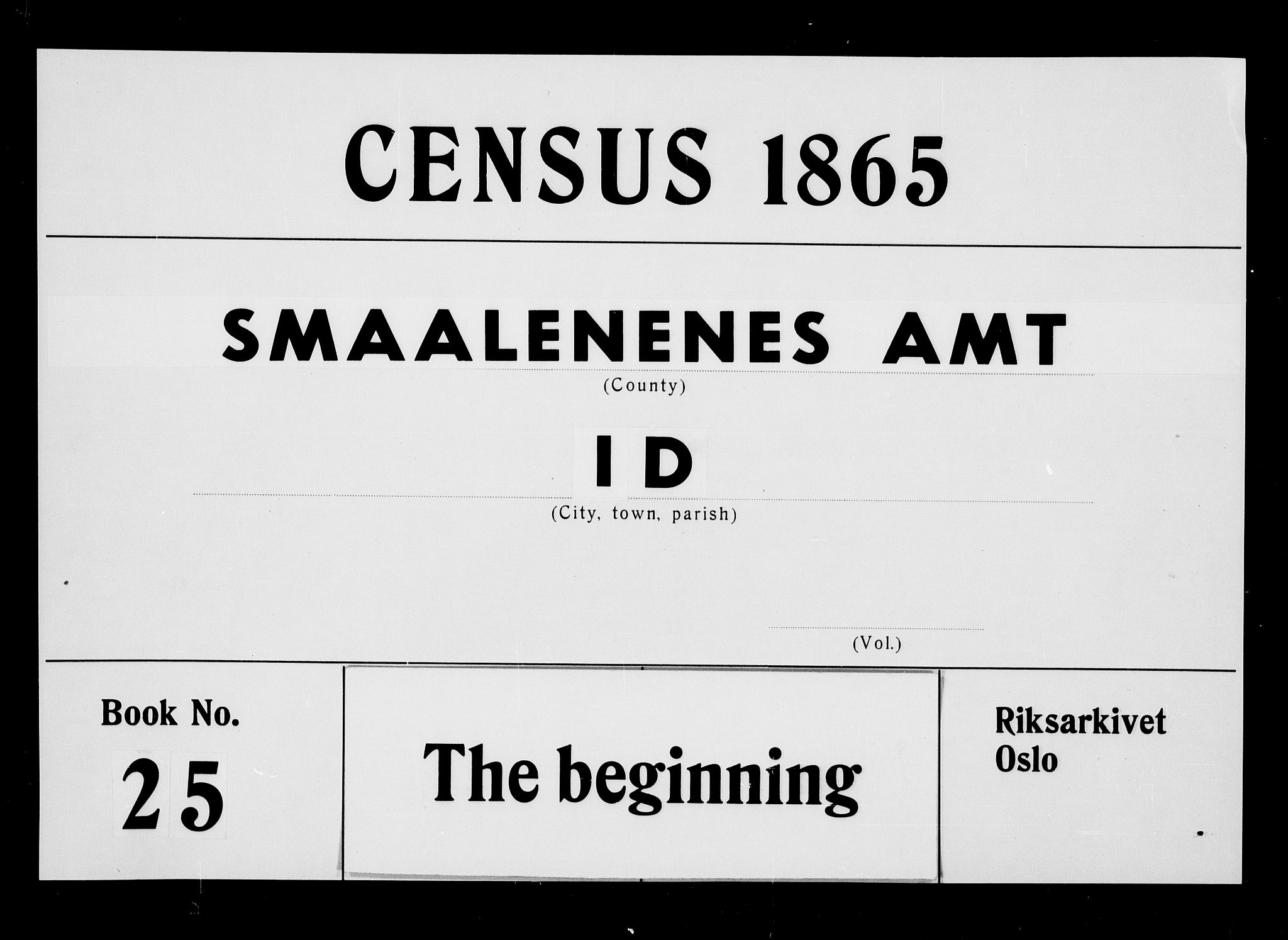 RA, 1865 census for Idd, 1865, p. 1