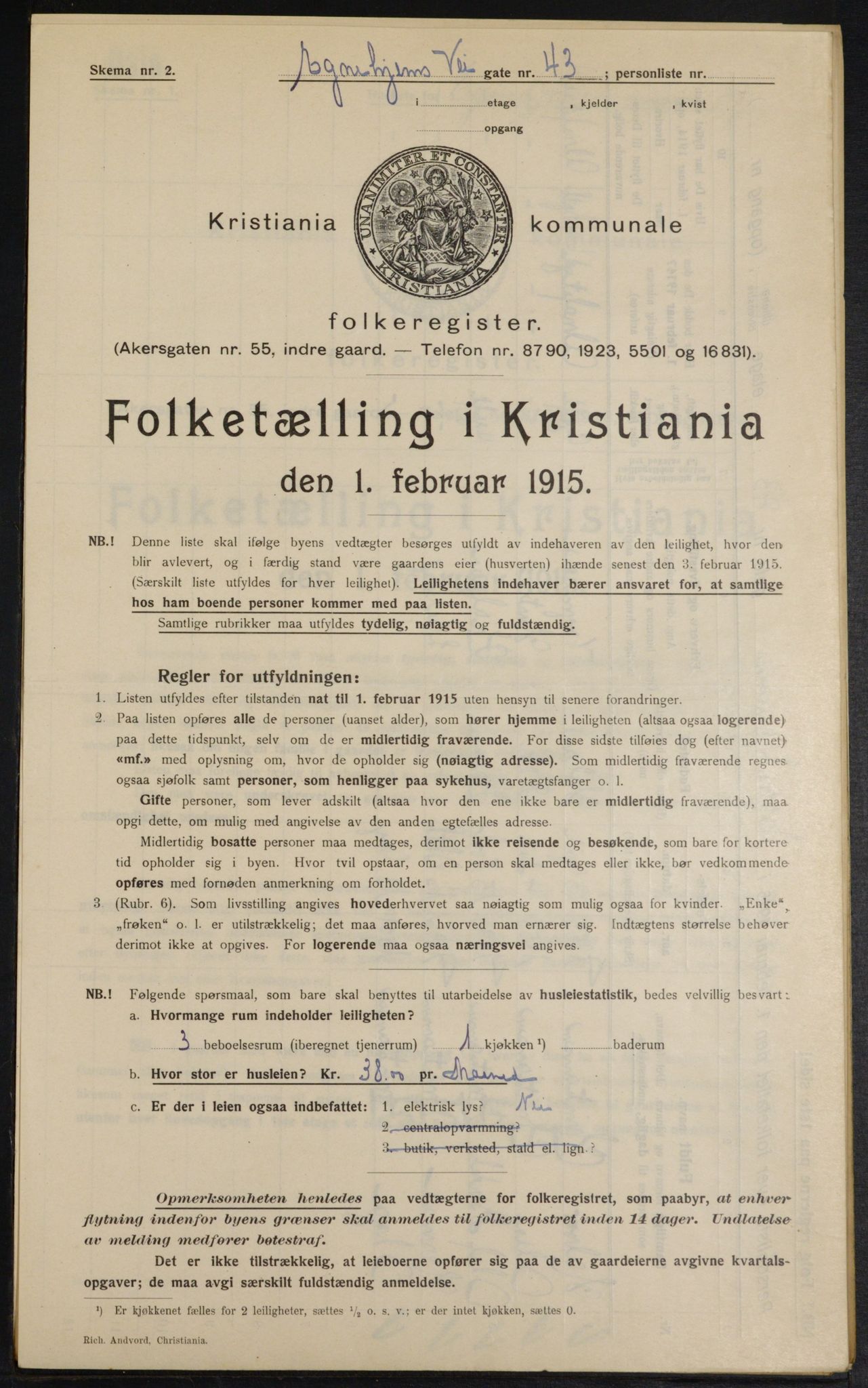 OBA, Municipal Census 1915 for Kristiania, 1915, p. 18524