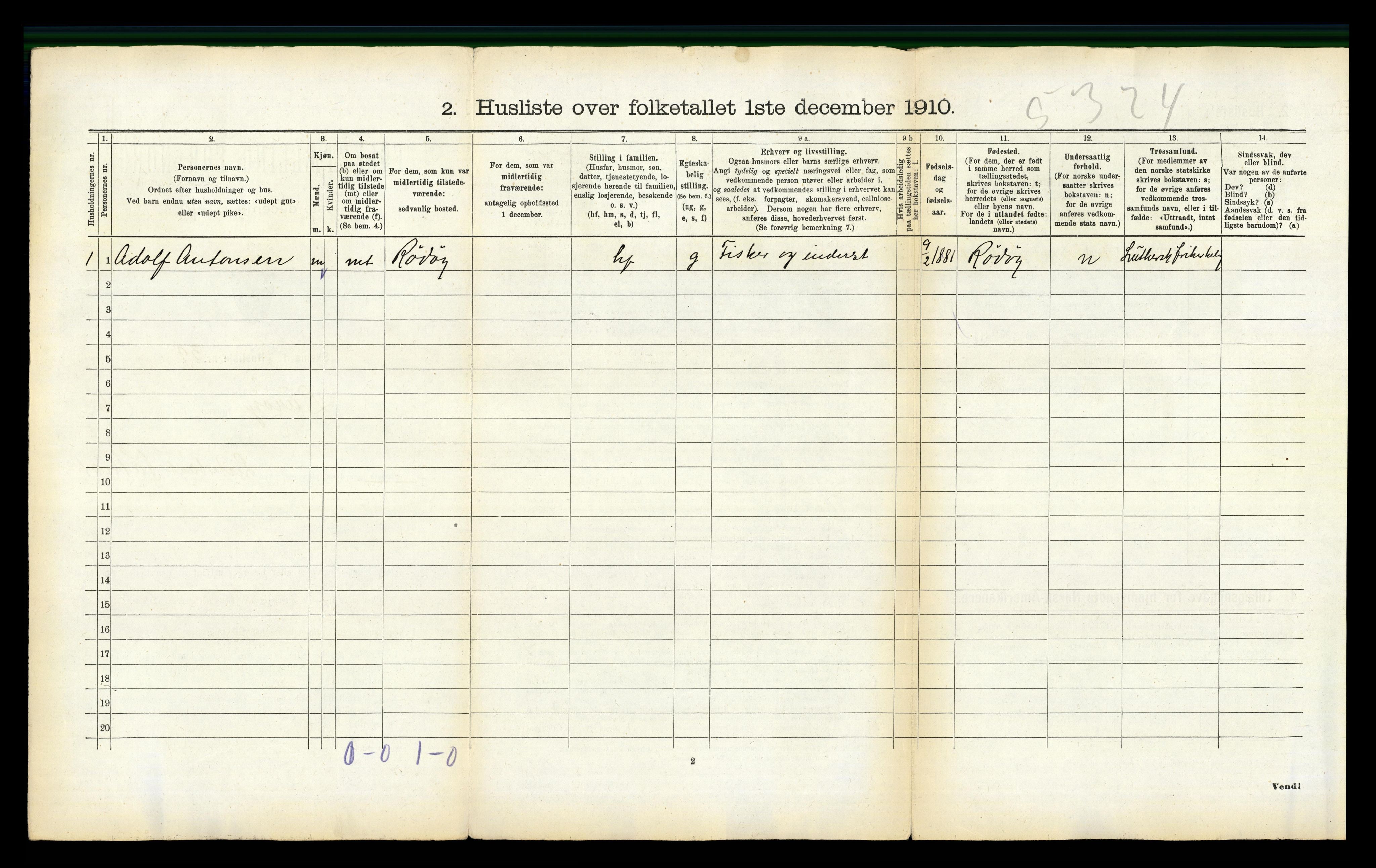 RA, 1910 census for Lurøy, 1910, p. 753