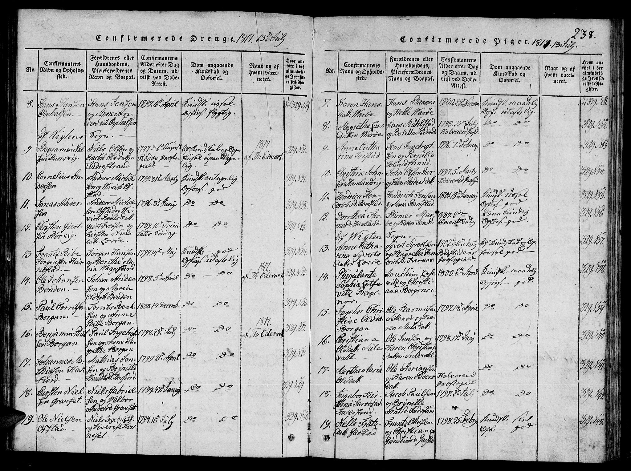 Ministerialprotokoller, klokkerbøker og fødselsregistre - Nord-Trøndelag, SAT/A-1458/784/L0667: Parish register (official) no. 784A03 /1, 1816-1829, p. 238