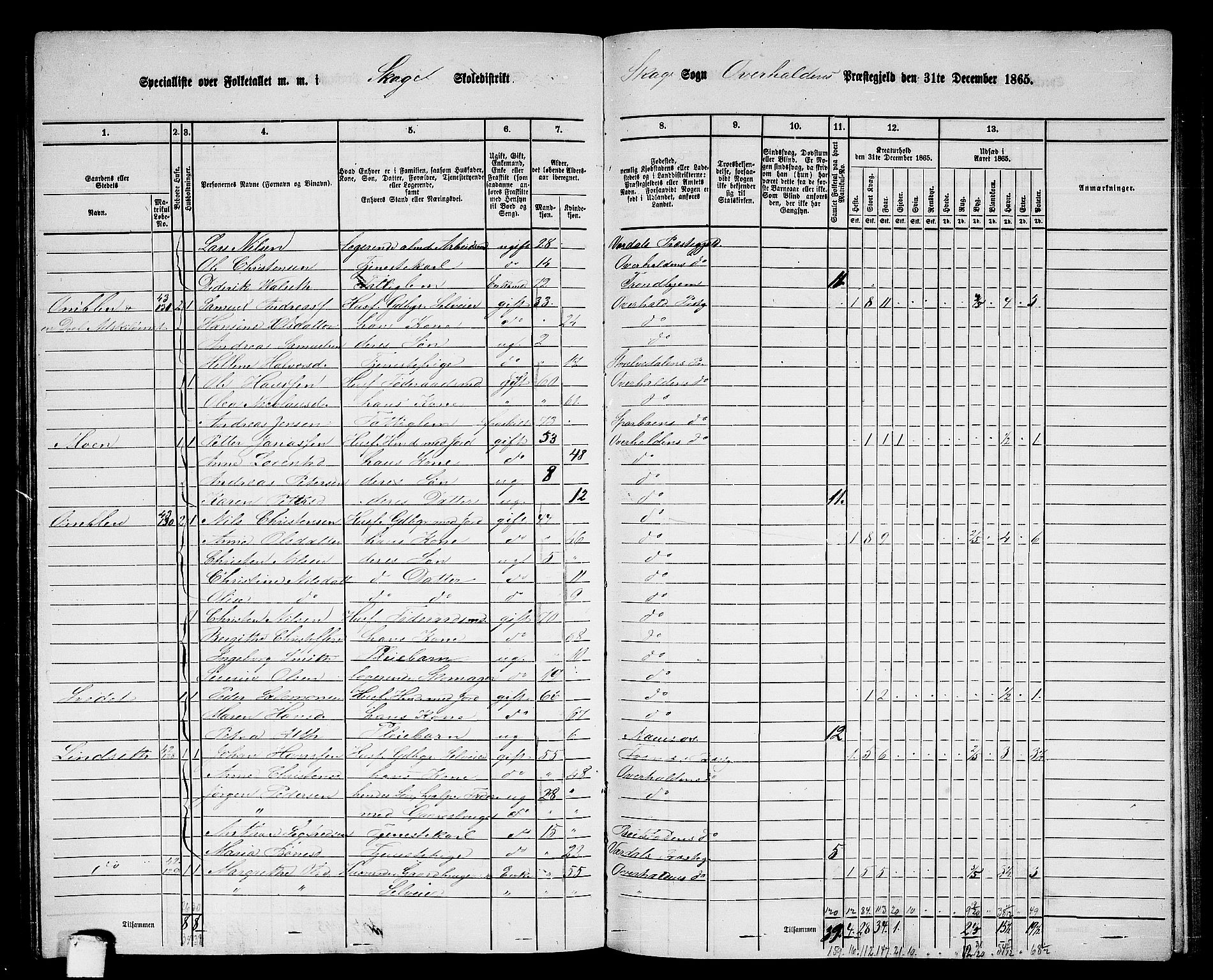 RA, 1865 census for Overhalla, 1865, p. 85