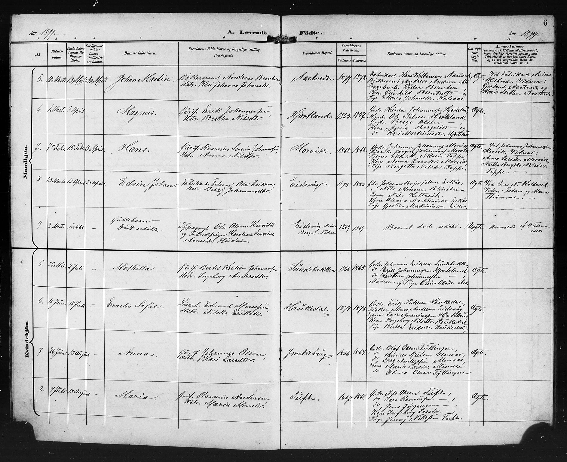 Åsane sokneprestembete, AV/SAB-A-79401/H/Hab: Parish register (copy) no. A 3, 1899-1915, p. 6