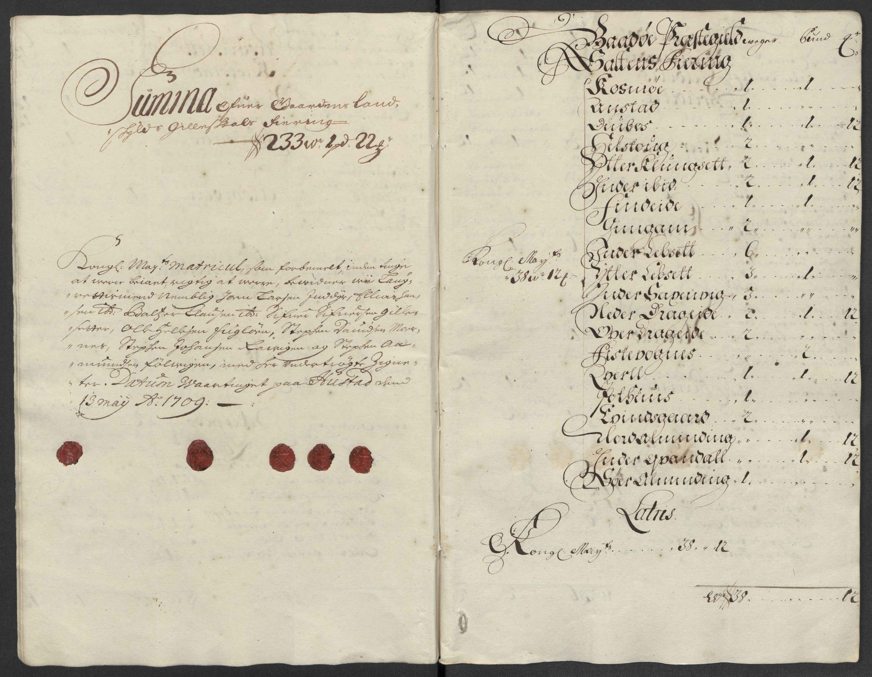 Rentekammeret inntil 1814, Reviderte regnskaper, Fogderegnskap, AV/RA-EA-4092/R66/L4581: Fogderegnskap Salten, 1707-1710, p. 315