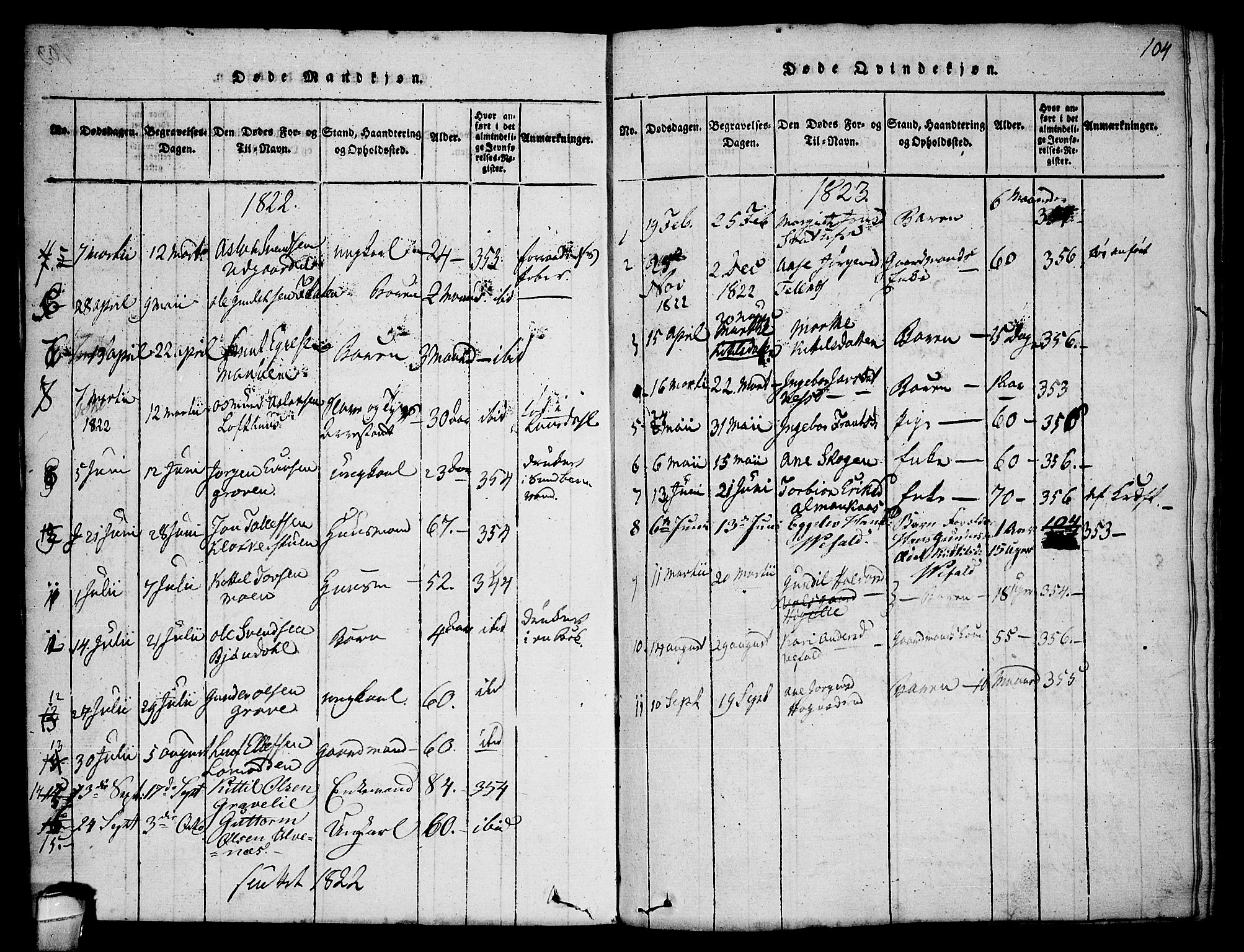 Seljord kirkebøker, SAKO/A-20/F/Fa/L0010: Parish register (official) no. I 10, 1815-1831, p. 104