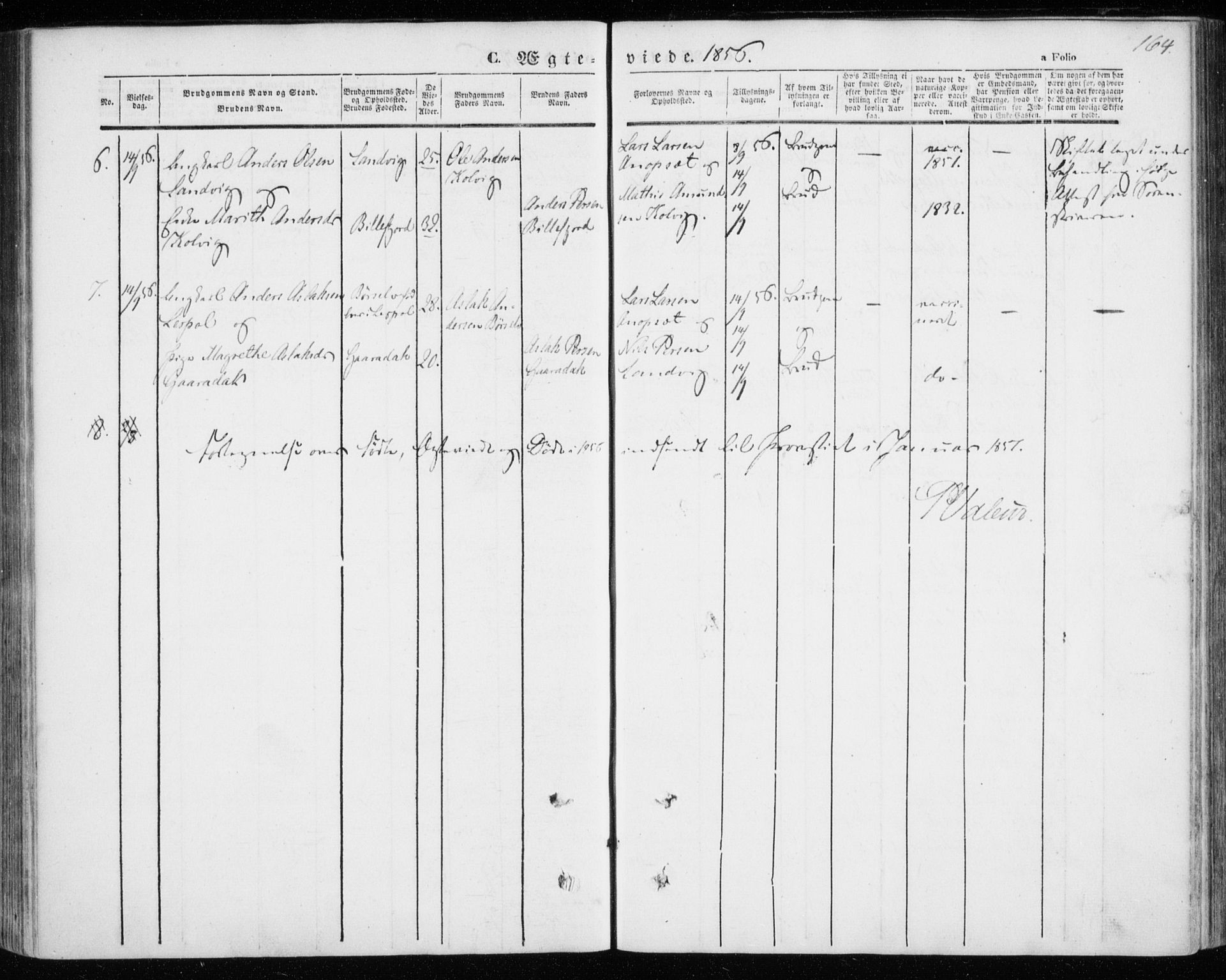 Kistrand/Porsanger sokneprestembete, SATØ/S-1351/H/Ha/L0004.kirke: Parish register (official) no. 4, 1843-1860, p. 164