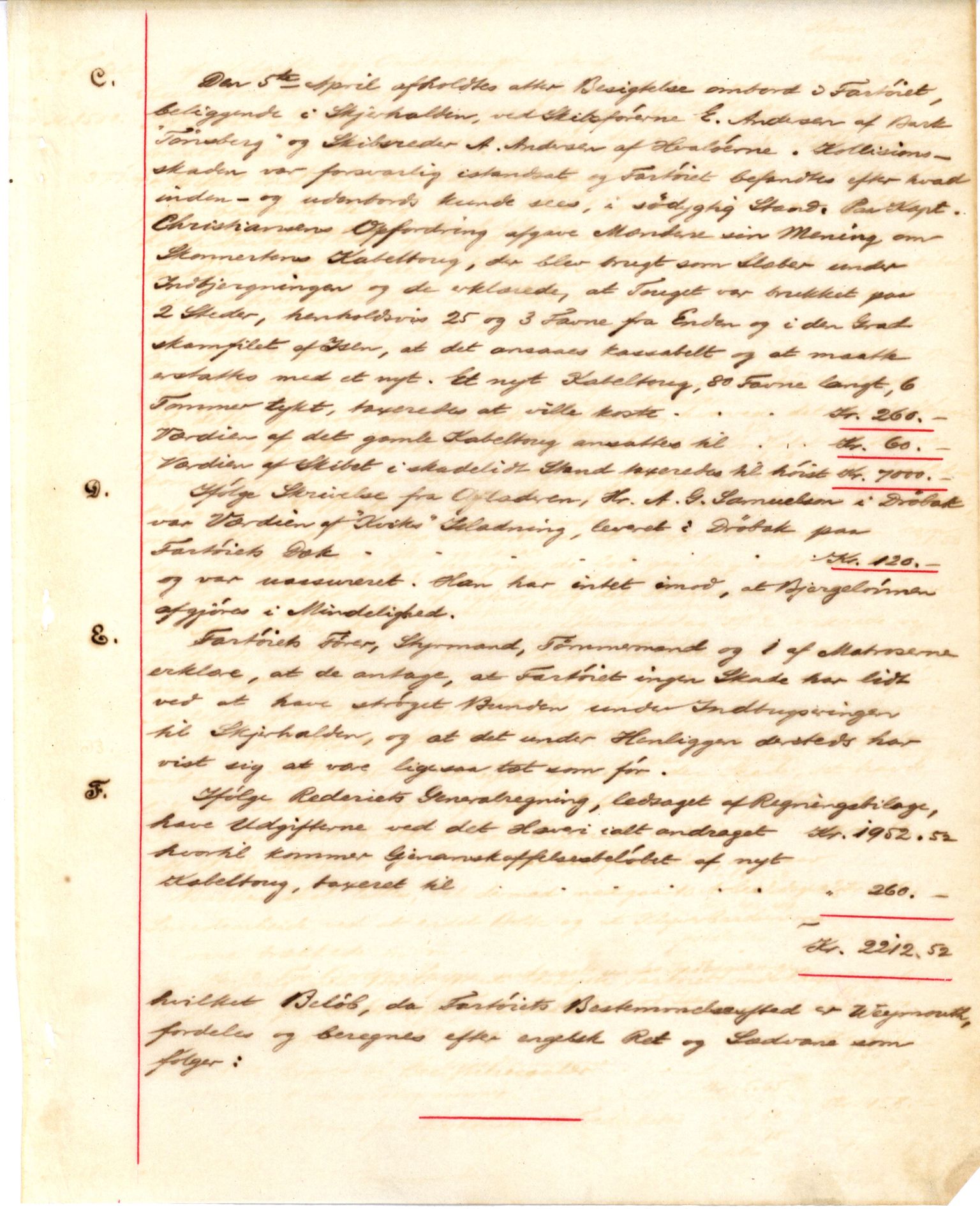 Pa 63 - Østlandske skibsassuranceforening, VEMU/A-1079/G/Ga/L0019/0007: Havaridokumenter / Flora, Foldin, Fix, Flora, Hast, Kvik, Pehr, 1886-1887, p. 34