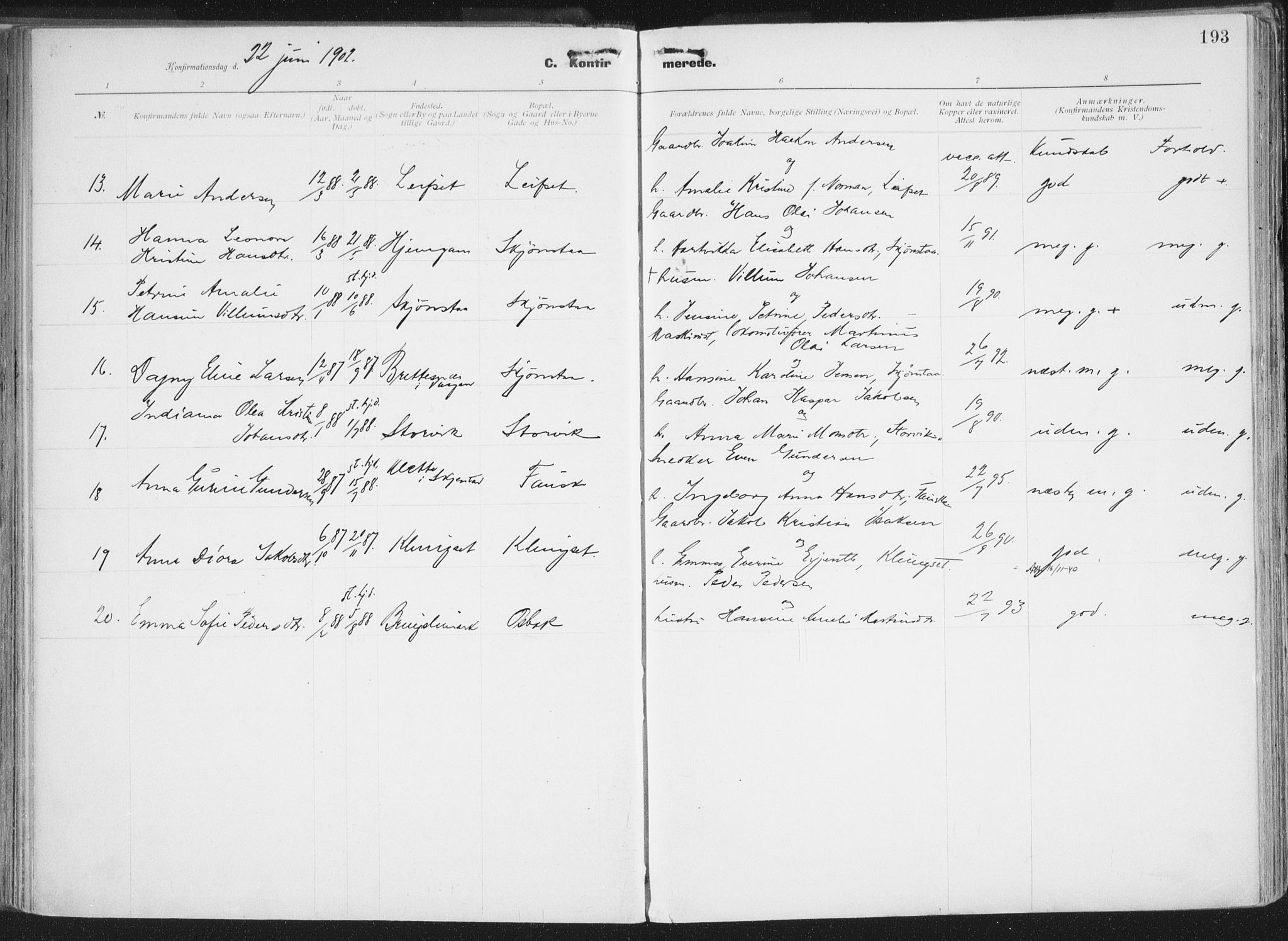 Ministerialprotokoller, klokkerbøker og fødselsregistre - Nordland, AV/SAT-A-1459/849/L0696: Parish register (official) no. 849A08, 1898-1910, p. 193