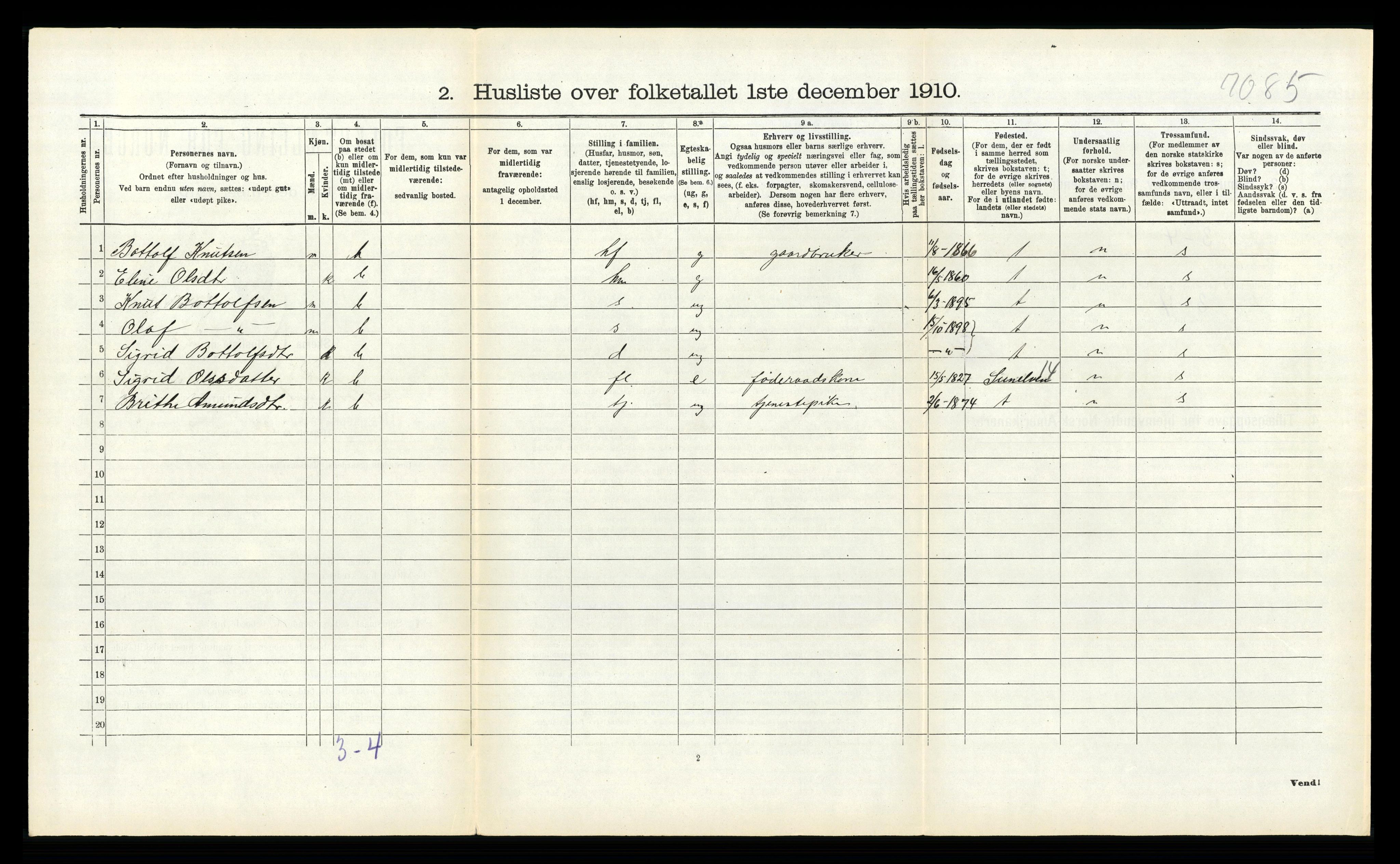 RA, 1910 census for Hornindal, 1910, p. 407