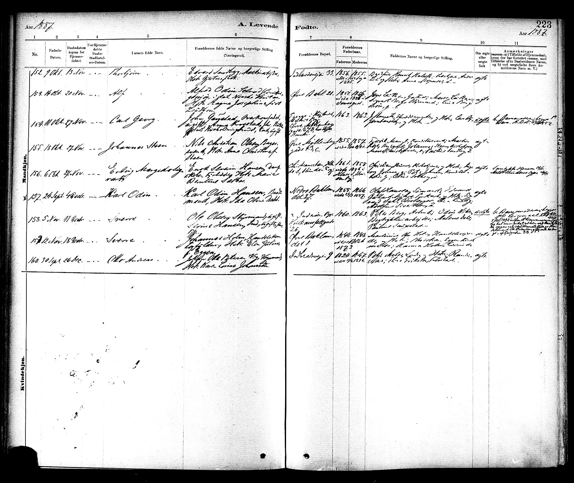 Ministerialprotokoller, klokkerbøker og fødselsregistre - Sør-Trøndelag, SAT/A-1456/604/L0188: Parish register (official) no. 604A09, 1878-1892, p. 223