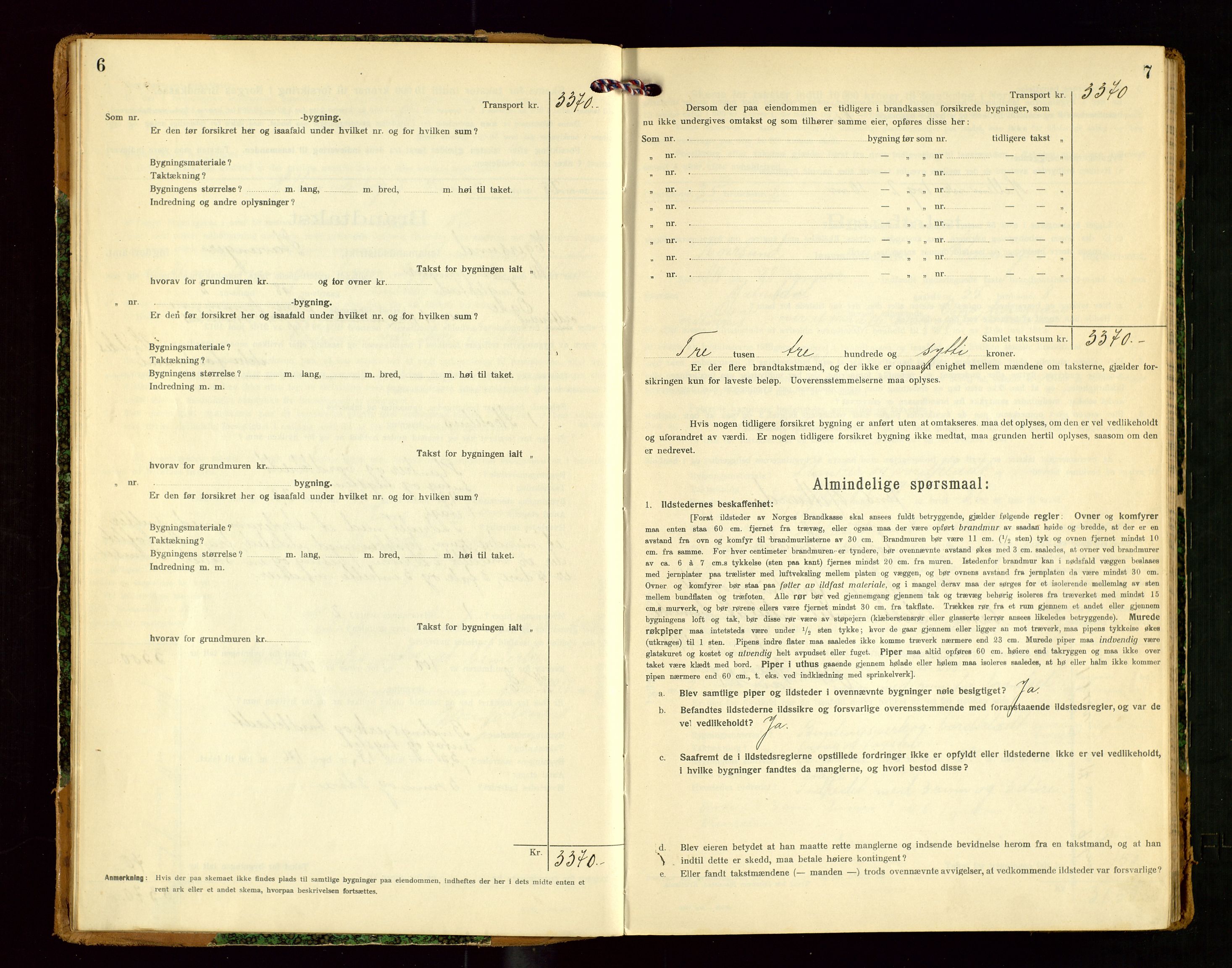 Eigersund lensmannskontor, SAST/A-100171/Gob/L0003: "Brandtakstprotokol", 1917-1920, p. 6-7