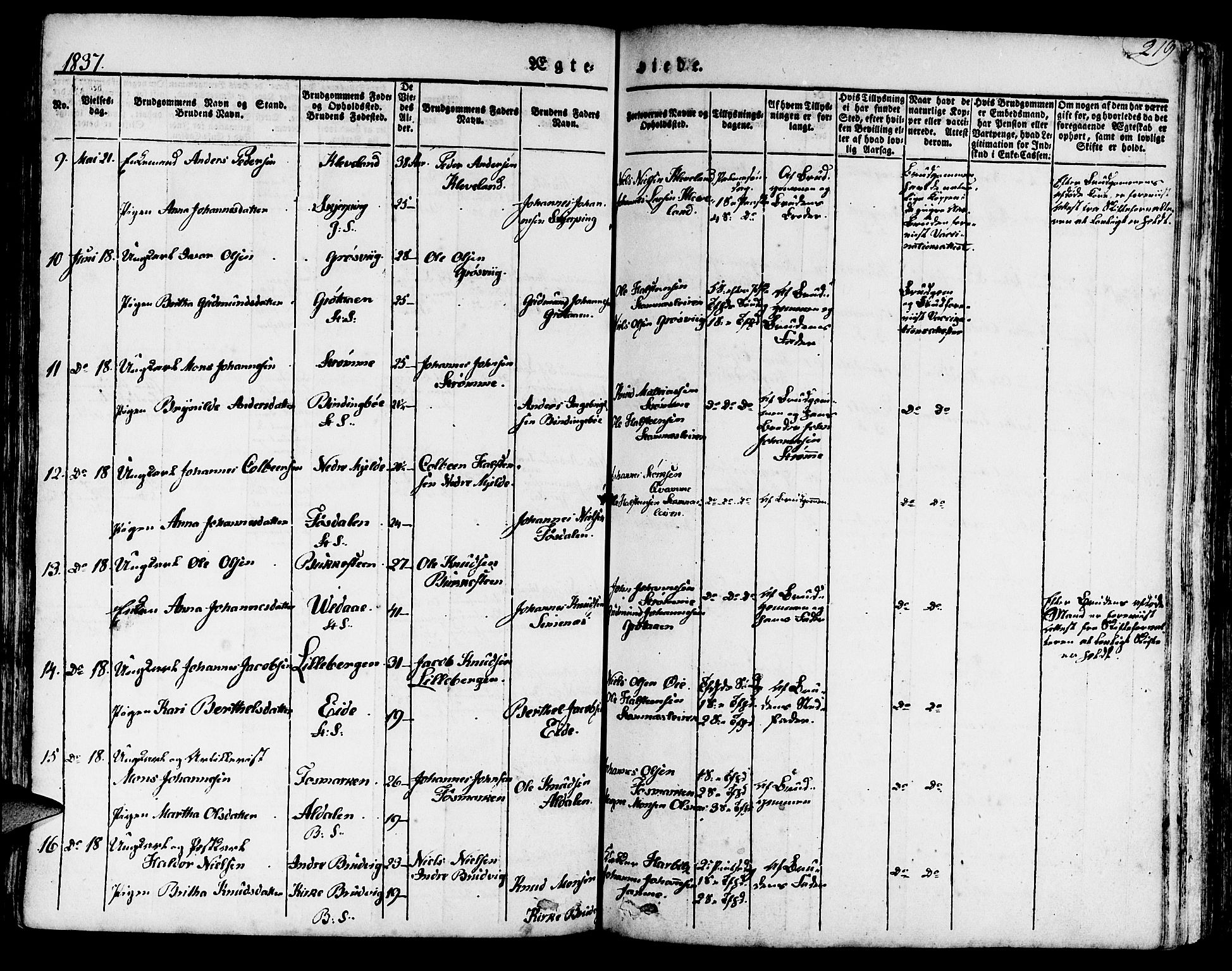 Haus sokneprestembete, AV/SAB-A-75601/H/Haa: Parish register (official) no. A 14, 1827-1838, p. 219