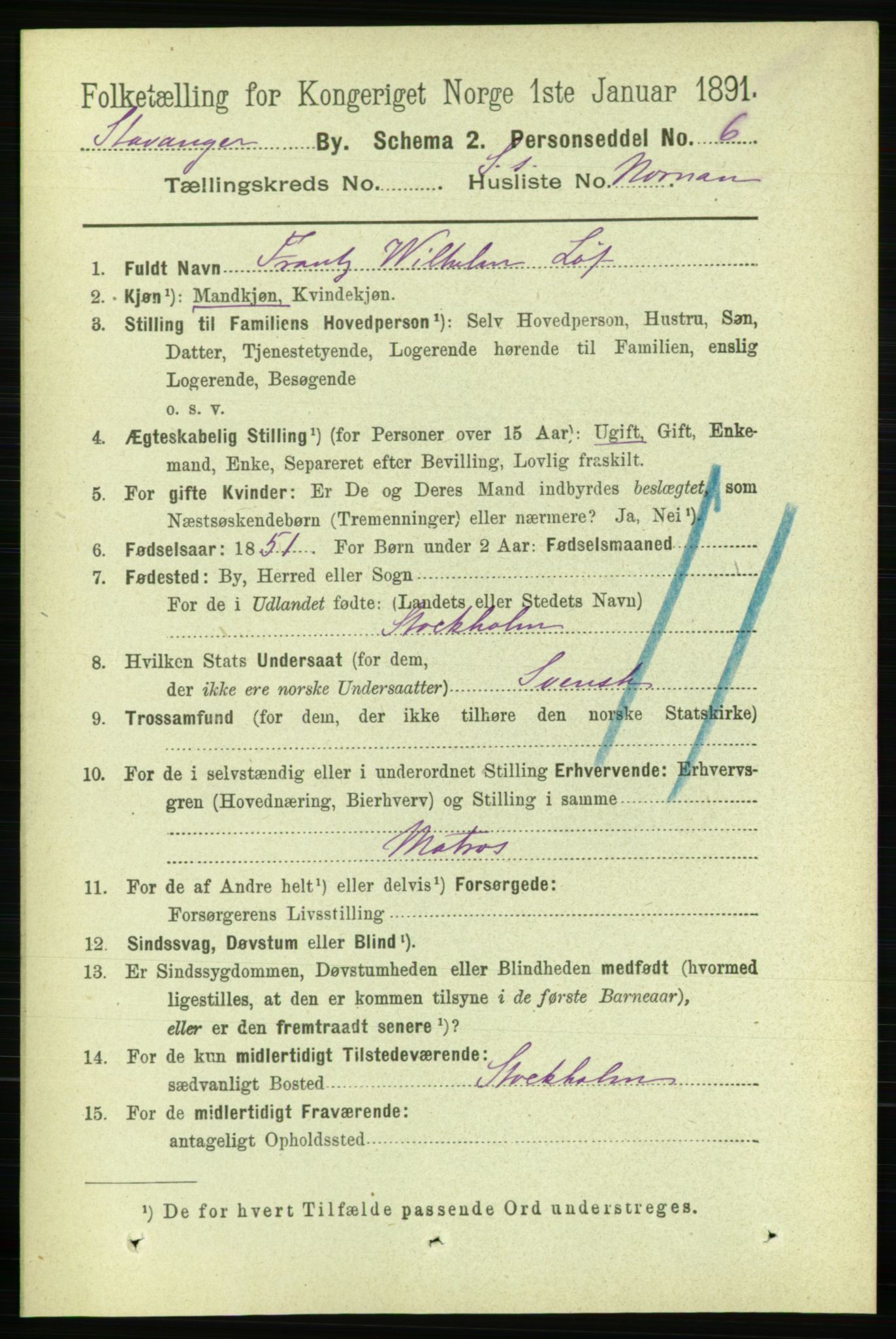 RA, 1891 census for 1103 Stavanger, 1891, p. 29882