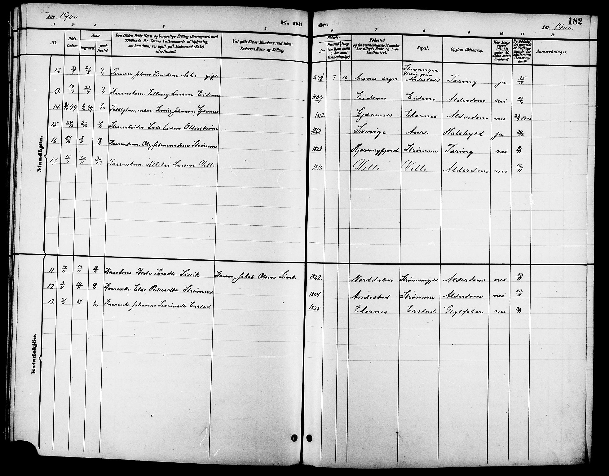 Ministerialprotokoller, klokkerbøker og fødselsregistre - Møre og Romsdal, SAT/A-1454/523/L0340: Parish register (copy) no. 523C03, 1892-1902, p. 182