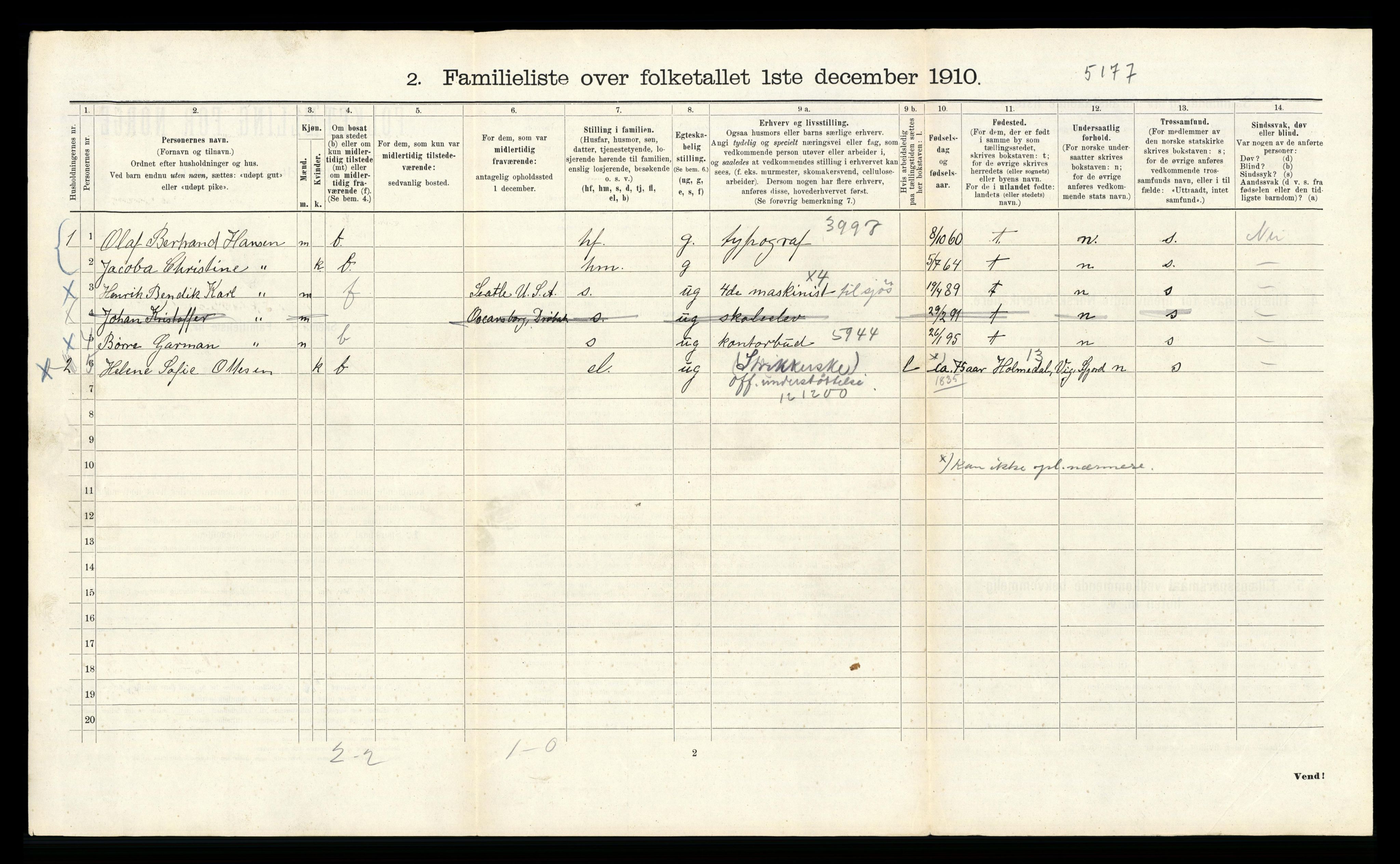 RA, 1910 census for Bergen, 1910, p. 31236