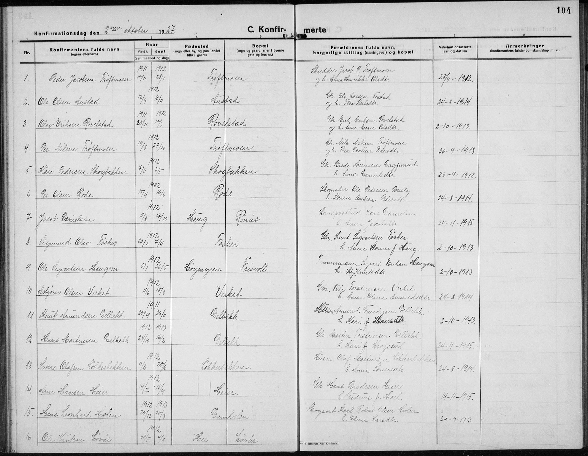 Nord-Odal prestekontor, AV/SAH-PREST-032/H/Ha/Hab/L0005: Parish register (copy) no. 5, 1924-1938, p. 104