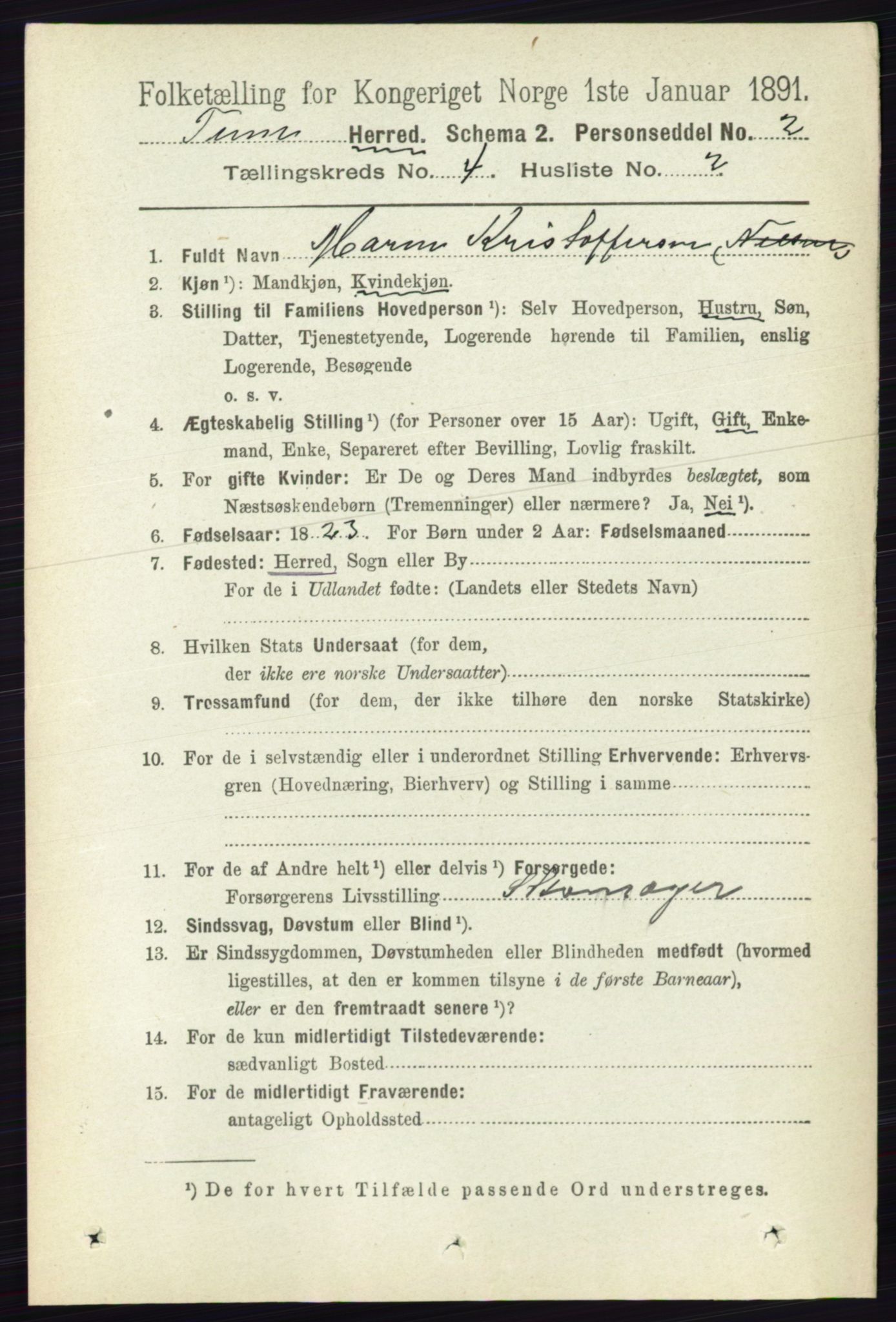 RA, 1891 census for 0130 Tune, 1891, p. 2204