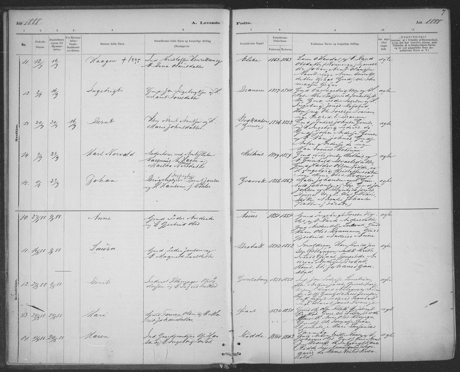 Ministerialprotokoller, klokkerbøker og fødselsregistre - Sør-Trøndelag, AV/SAT-A-1456/691/L1085: Parish register (official) no. 691A17, 1887-1908, p. 7