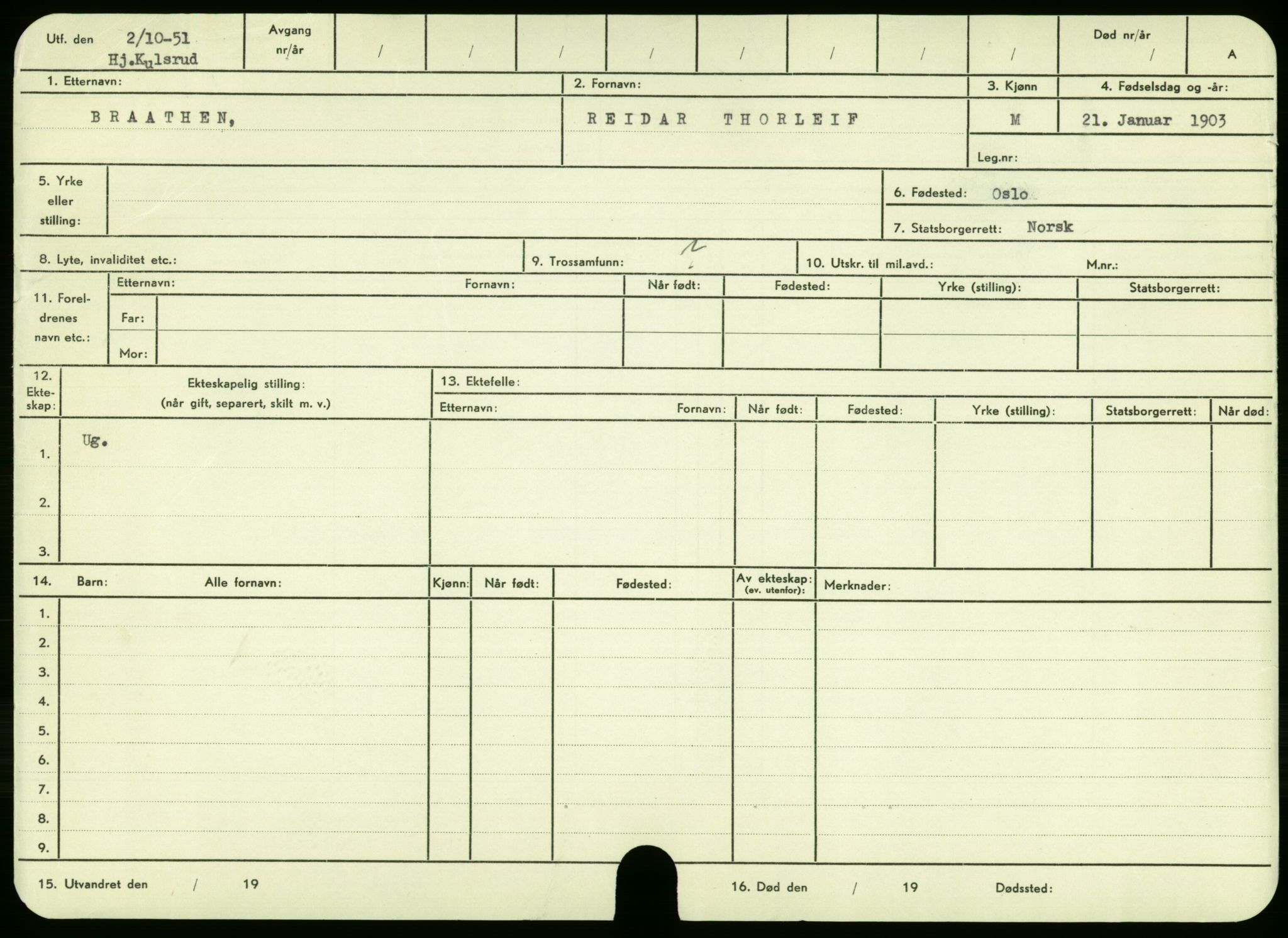 Oslo folkeregister, Registerkort, AV/SAO-A-11715/F/Fa/Fac/L0002: Menn, 1906-1914, p. 198b