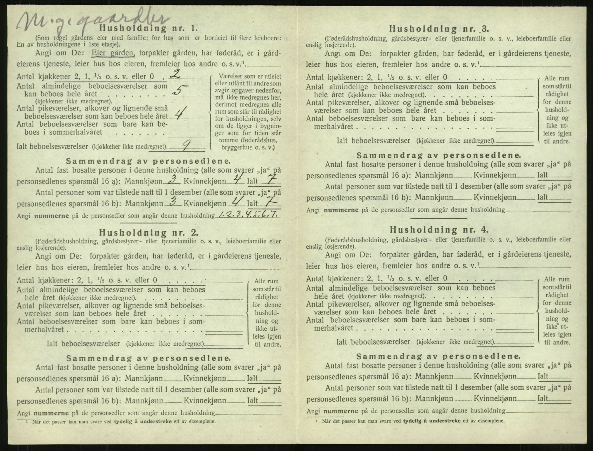 SAT, 1920 census for Vestnes, 1920, p. 1022